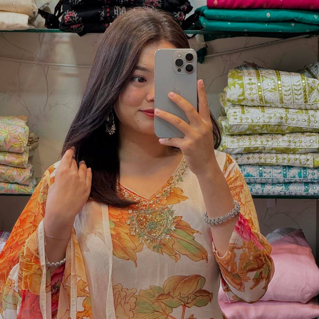 Women's designer flower print kurta pant with dupatta sets