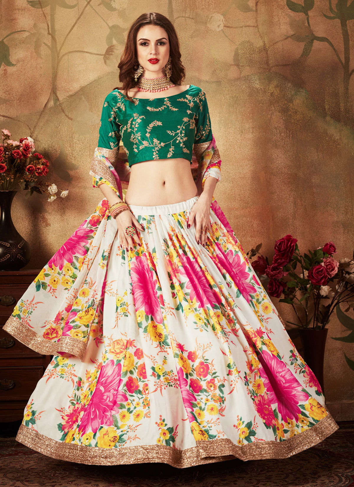 Organza Designer Lehenga Choli With Digital Print Work For Festival