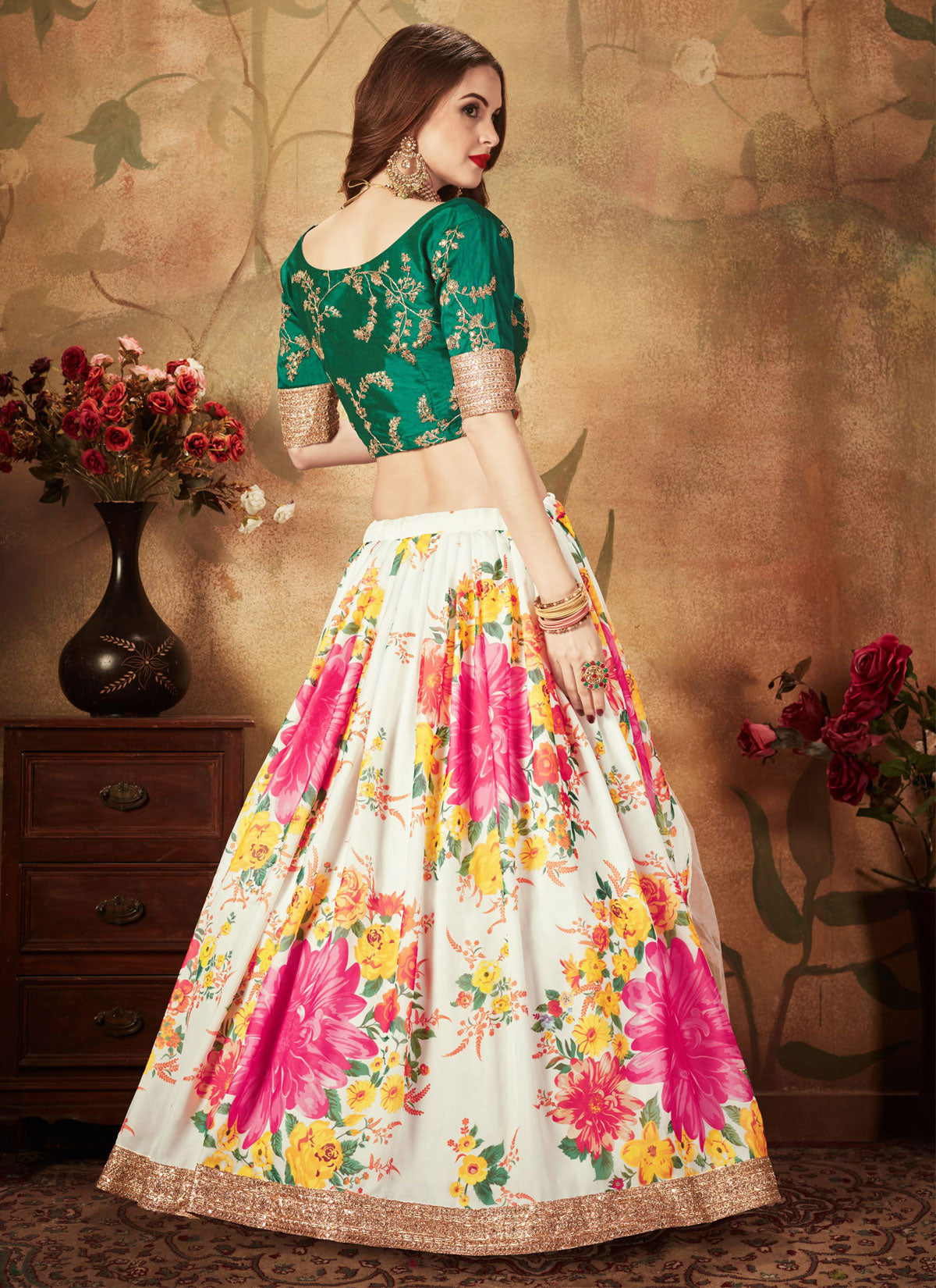 Organza Designer Lehenga Choli With Digital Print Work For Festival