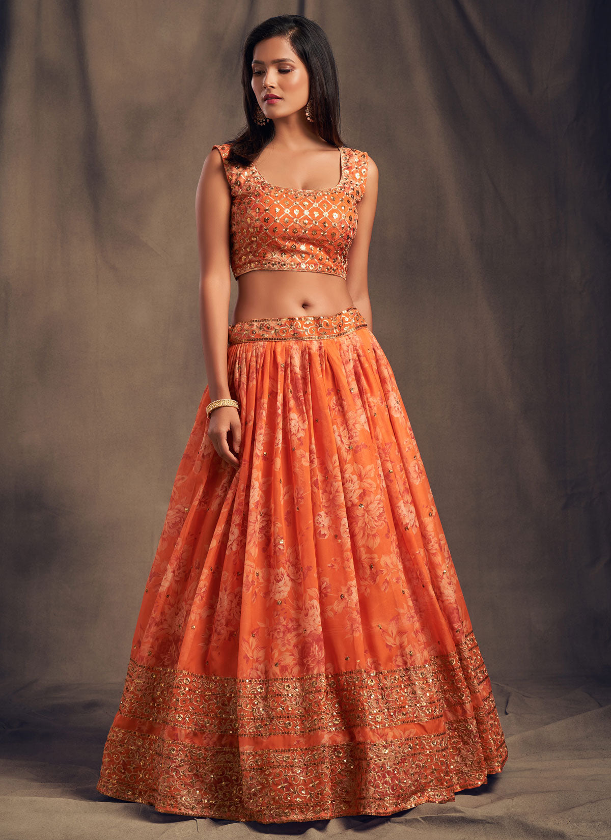 Organza Designer Lehenga Choli With Sequins Work For Women