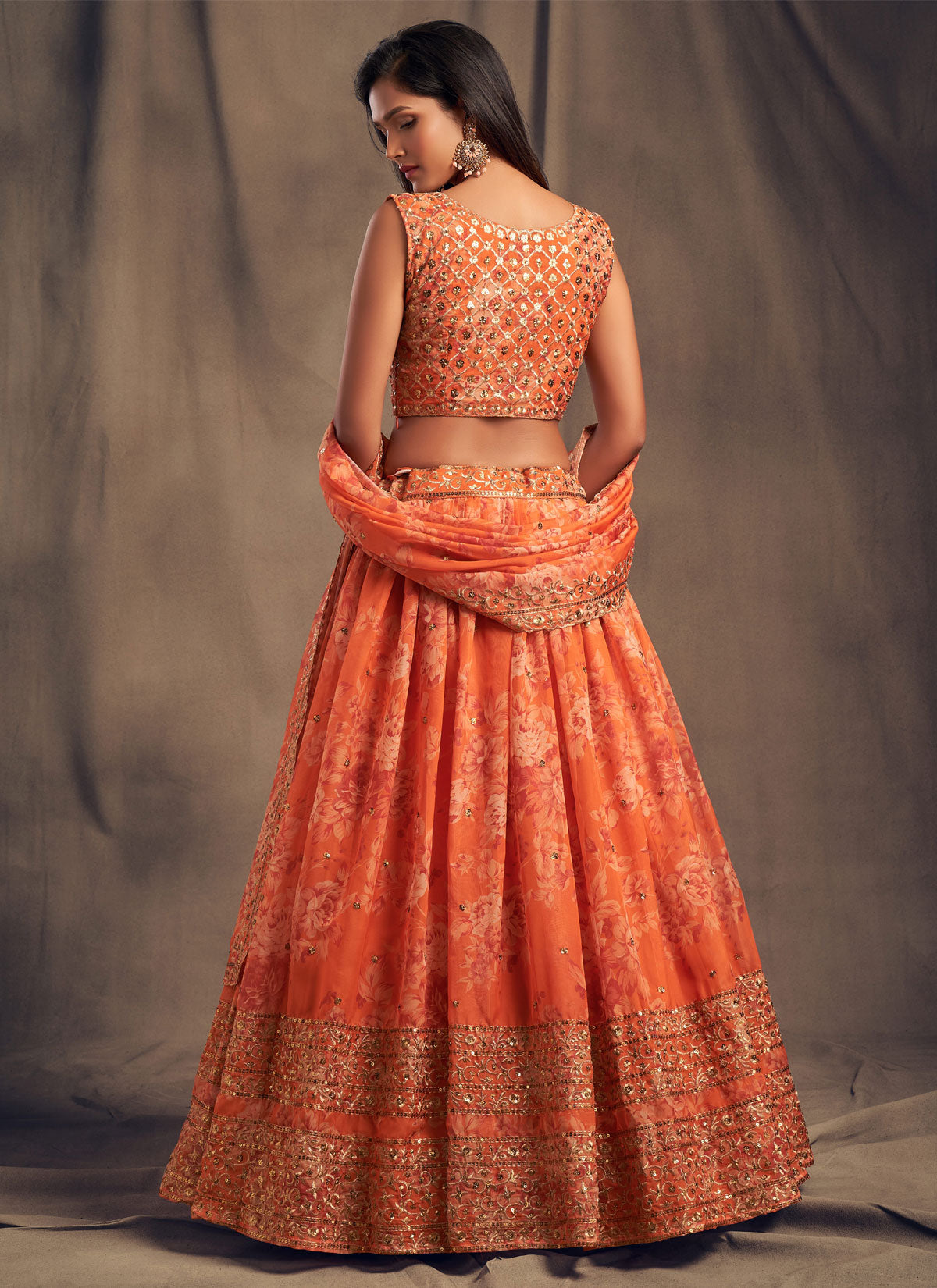 Organza Designer Lehenga Choli With Sequins Work For Women