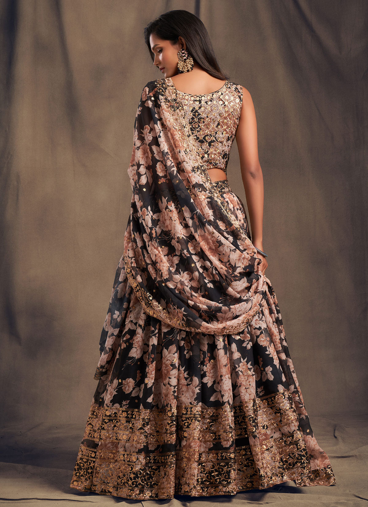 Organza Embroidered Work Trendy Lehenga Choli In Black