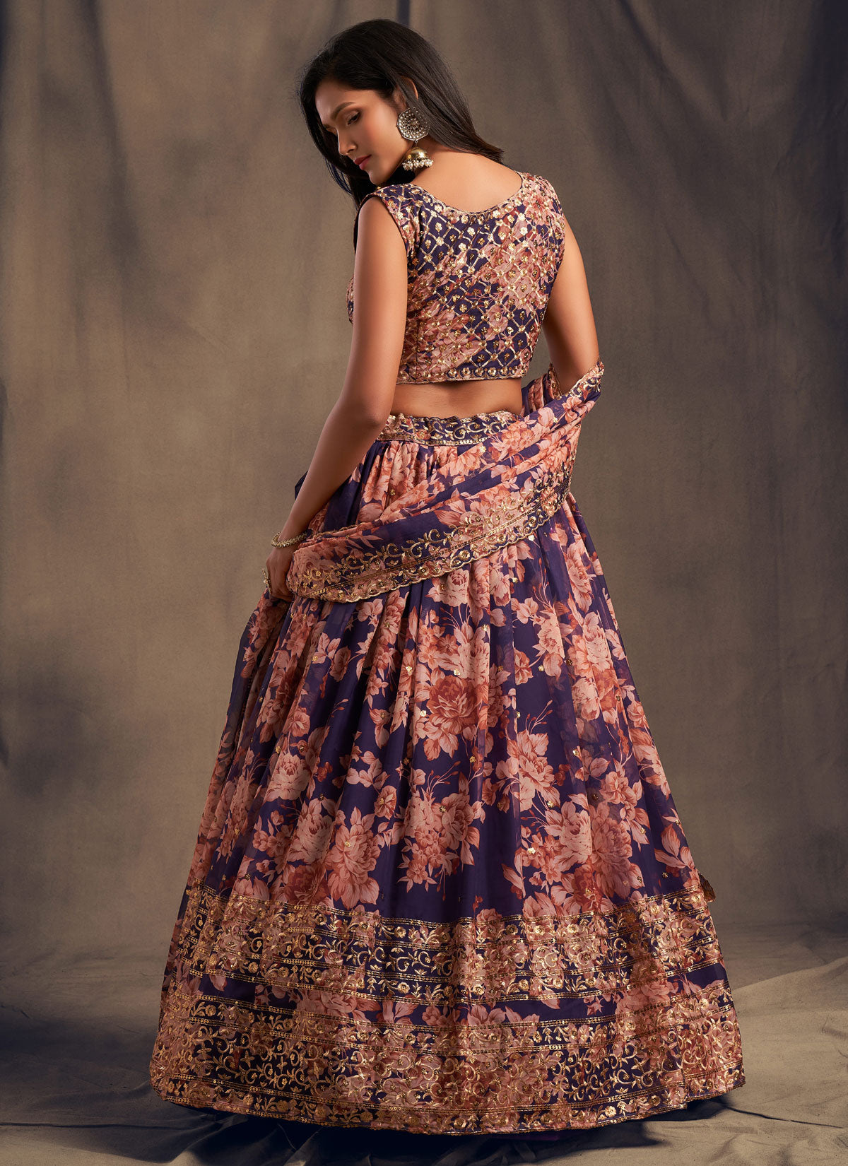 Organza Trendy Lehenga Choli With Resham Work In Purple