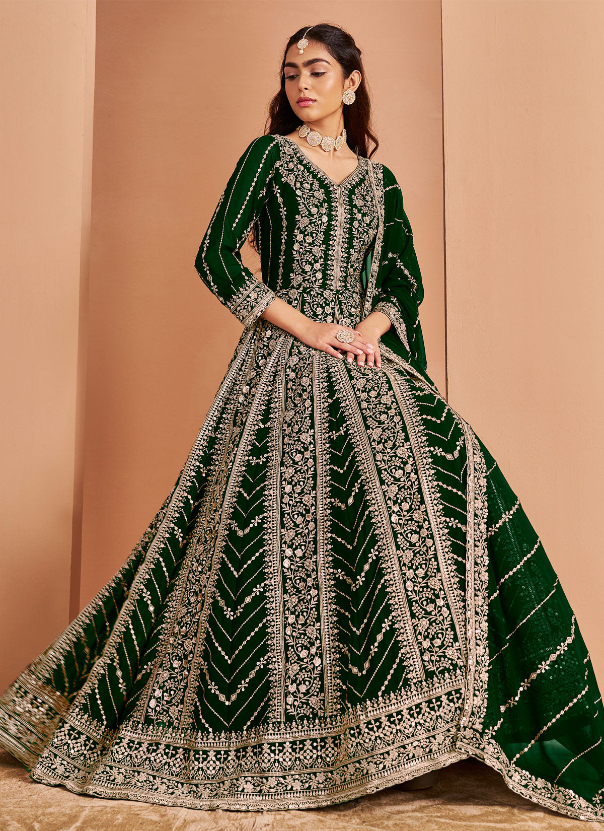 Georgette Embroidered Work Long Length Designer Anarkali Suit