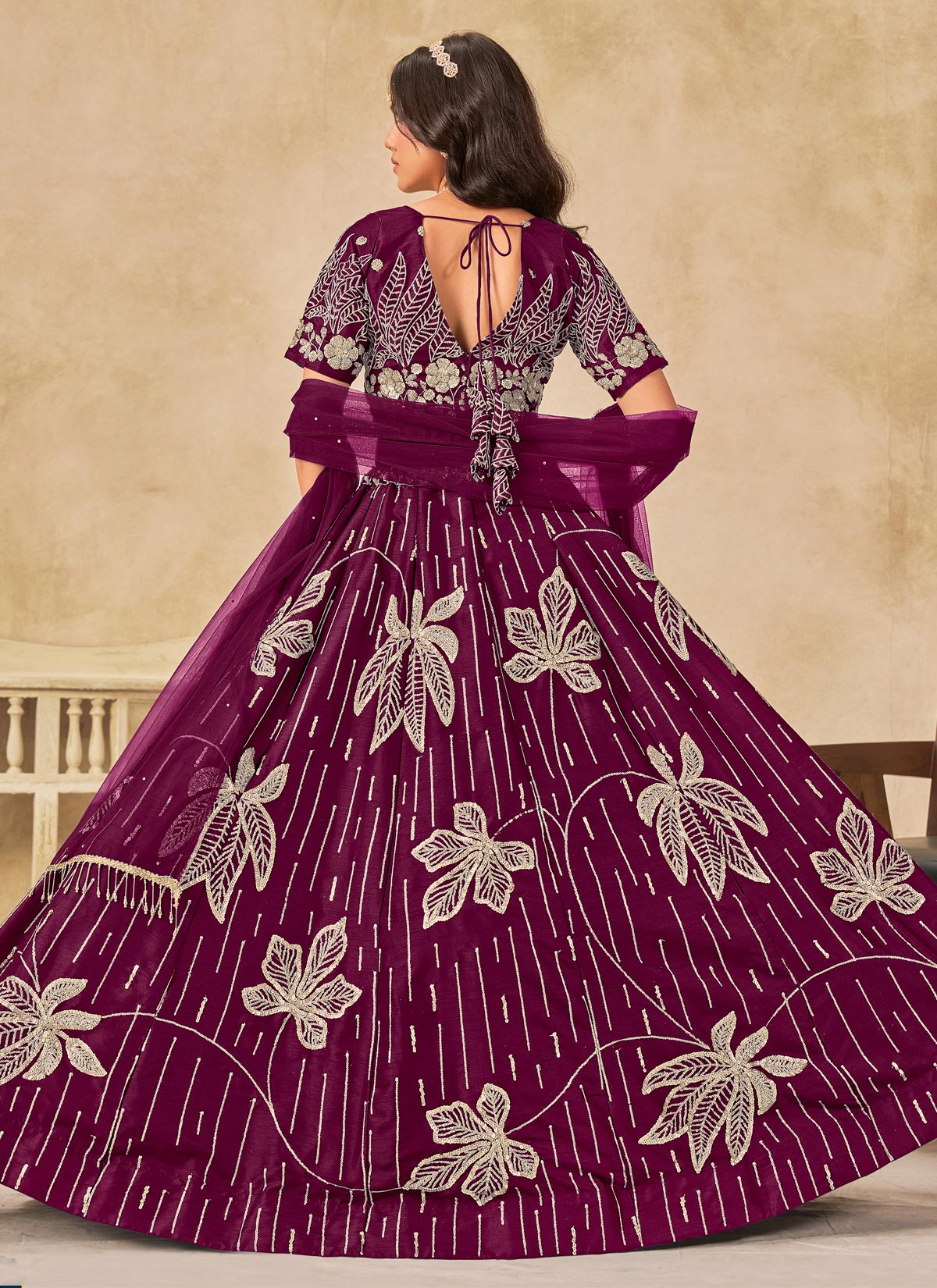 Silk Designer Lehenga Choli With Sequins Work In Purple For Festival