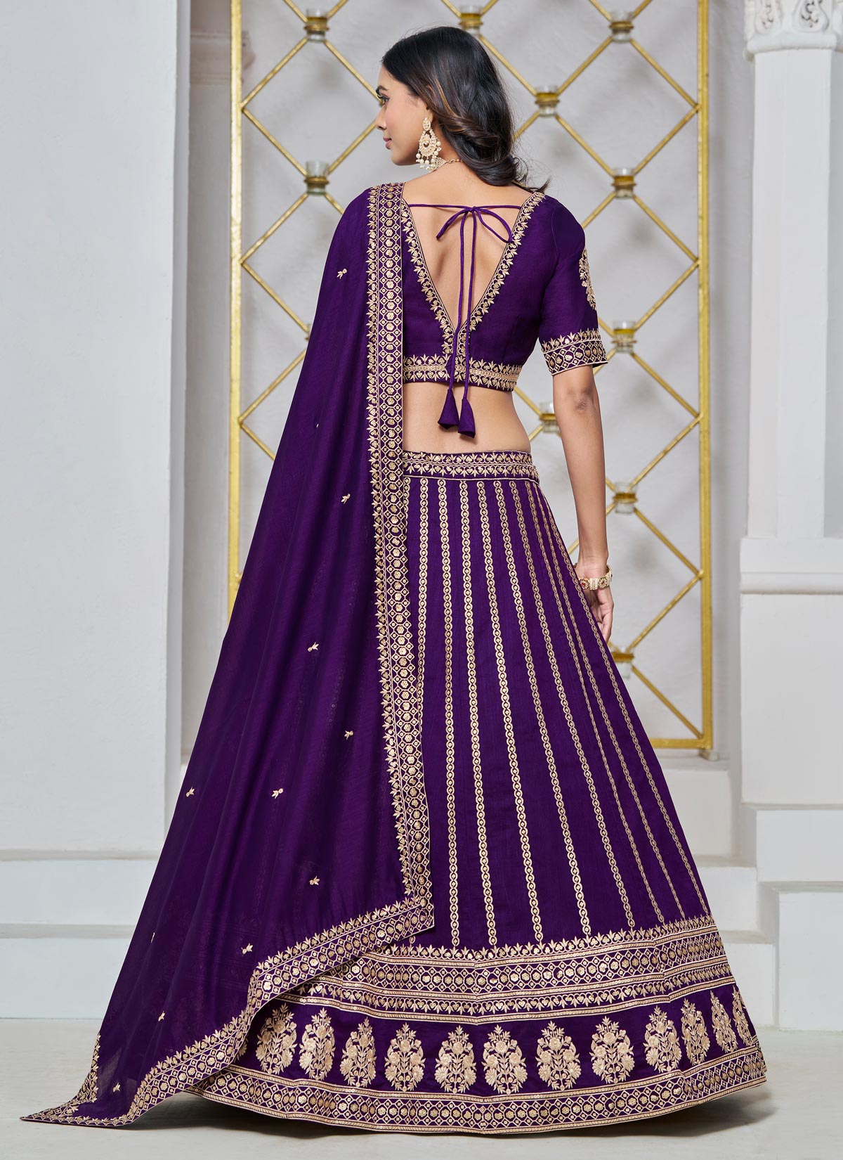 Silk Trendy Lehenga Choli With Embroidered Work In Purple