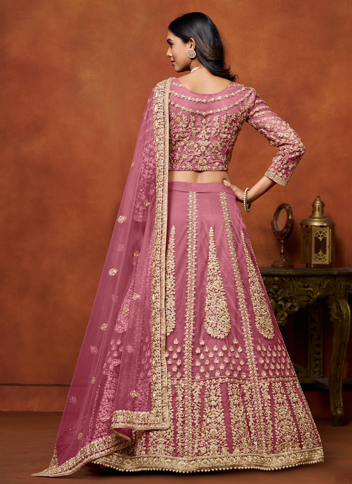 Net Trendy Lehenga Choli With Resham Work For Women In Pink