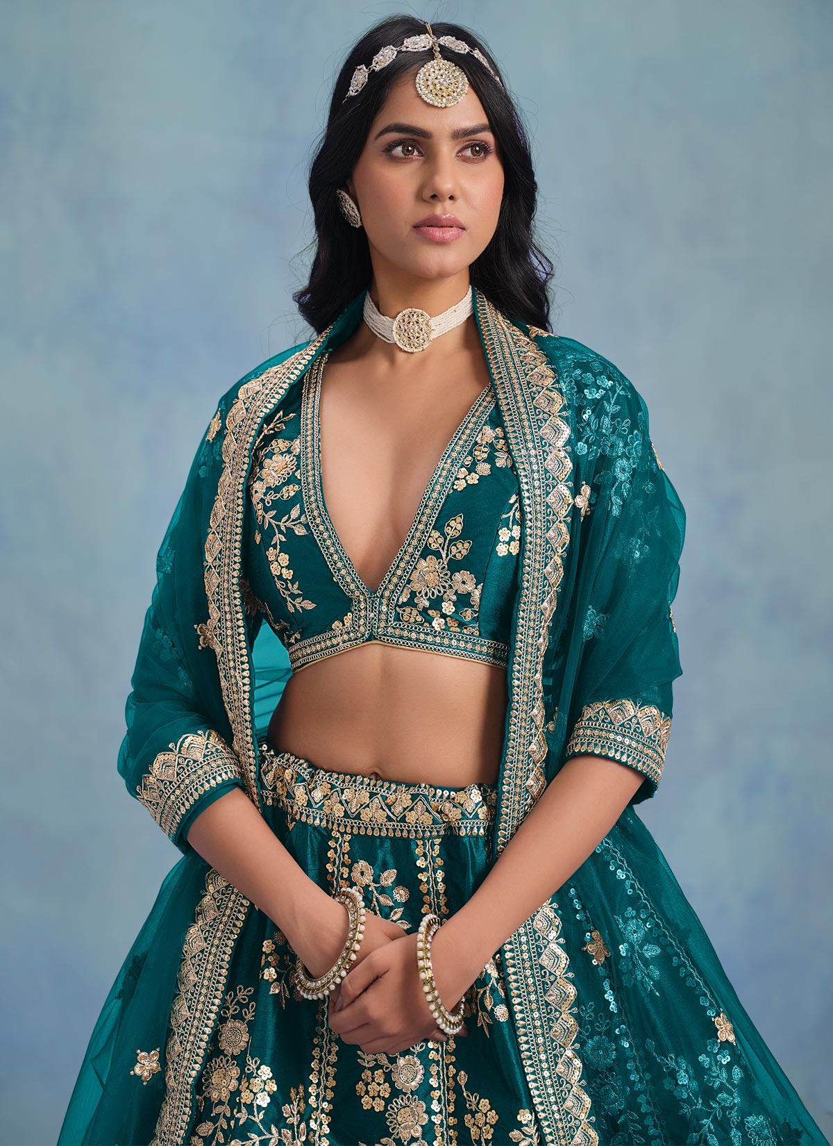 Silk Trendy Lehenga Choli In Teal With Embroidered Work For Women