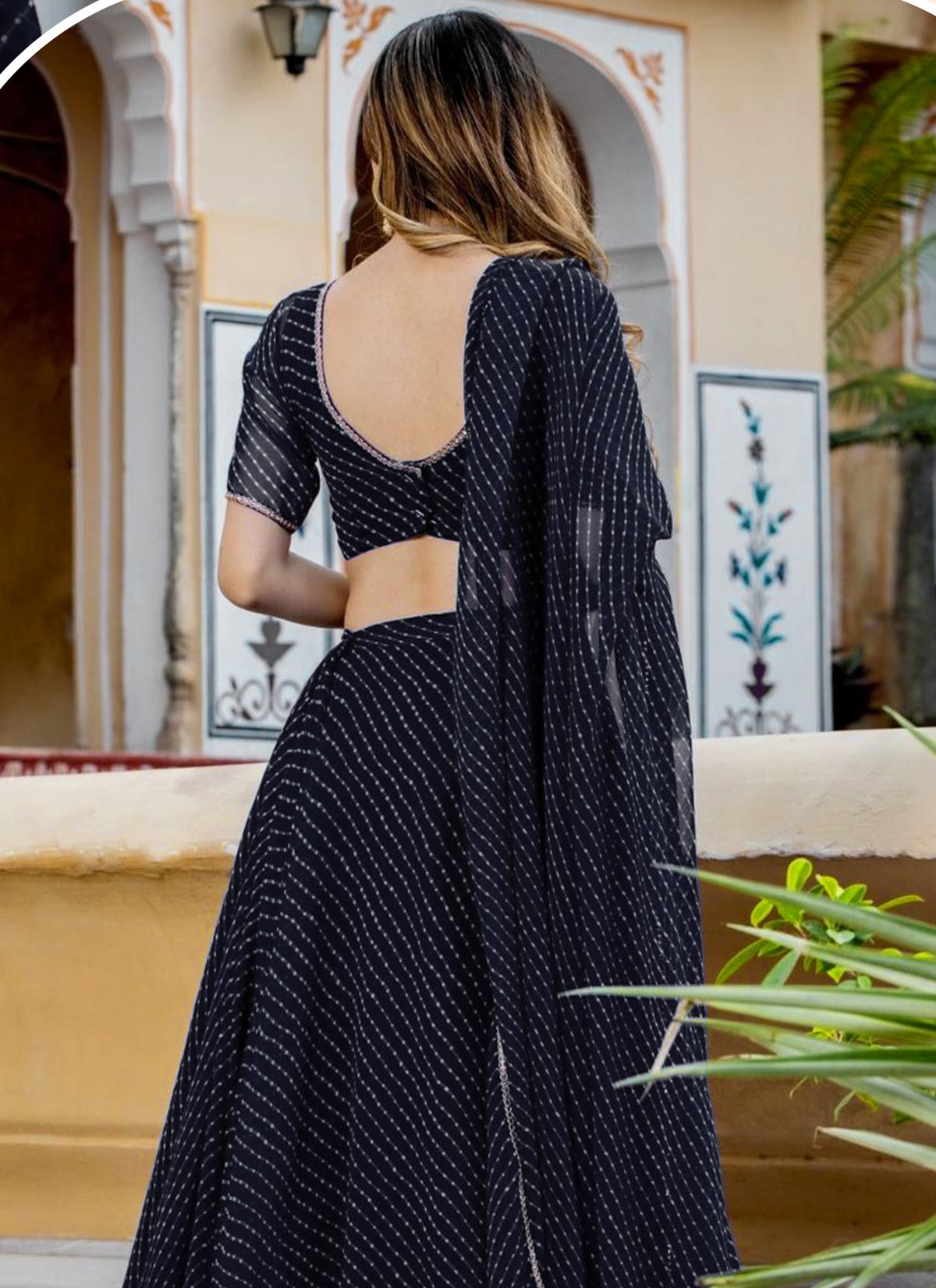 Black Georgette Digital Print Work Designer Lehenga Choli For Women