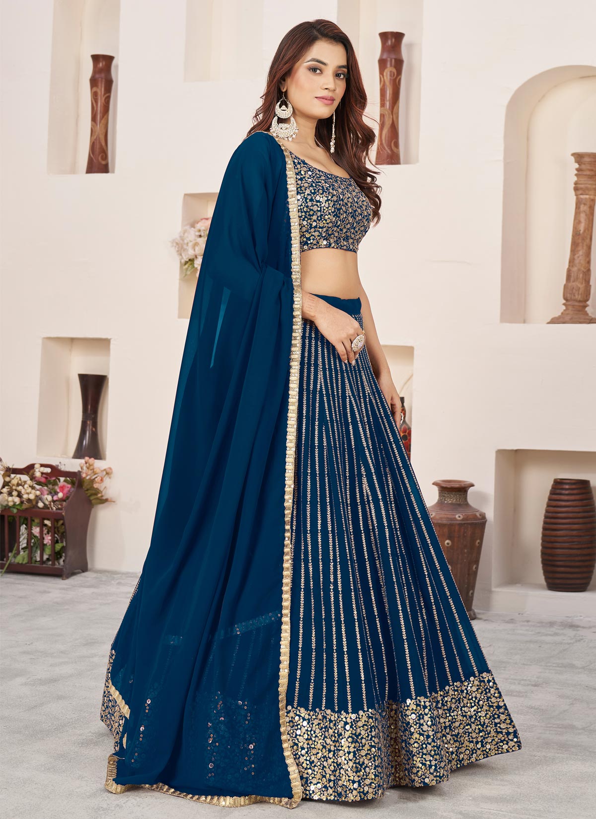 Georgette Trendy Lehenga Choli With Embroidered Work For Party