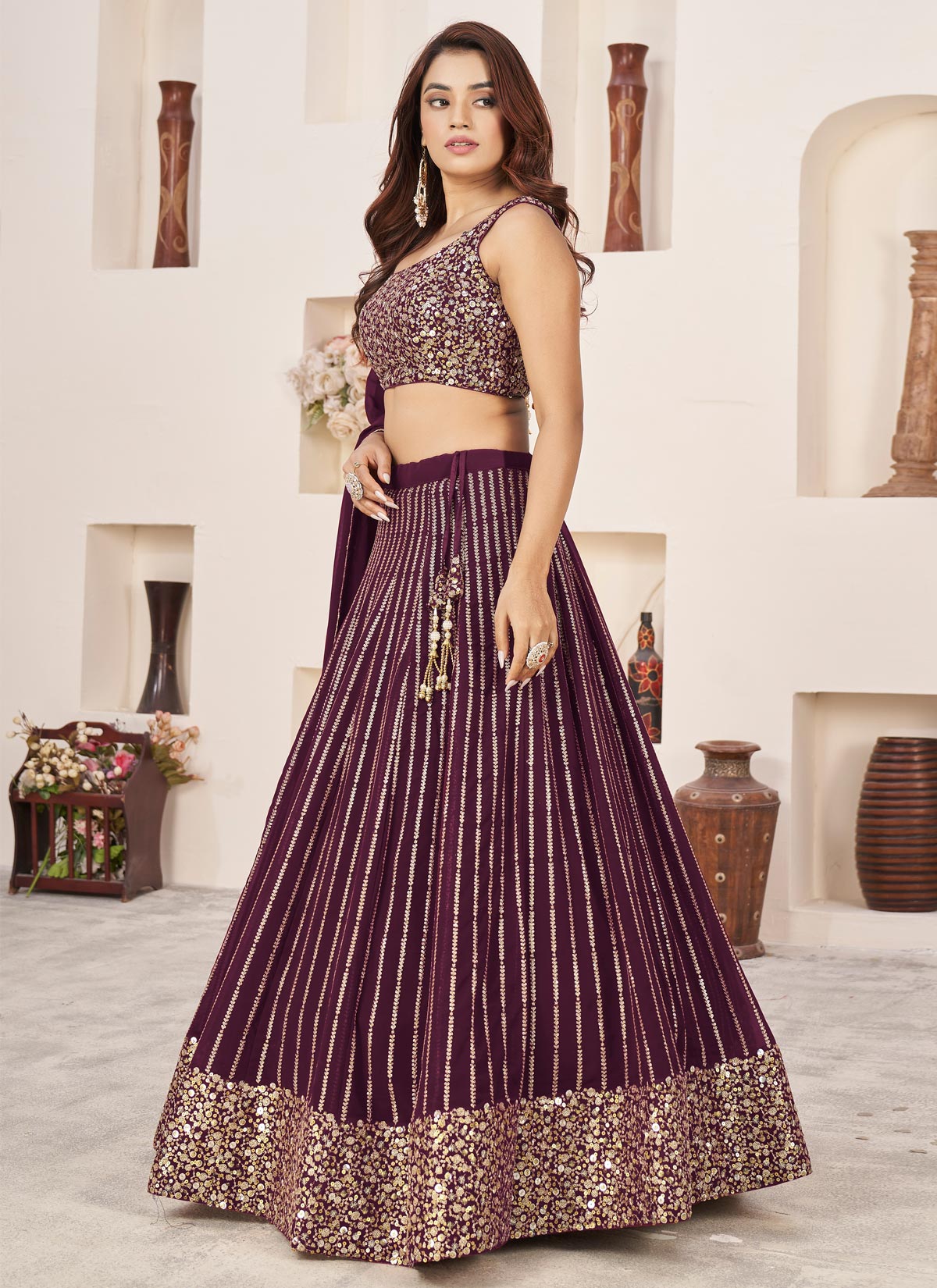 Georgette Trendy Lehenga Choli With Embroidered Work For Women