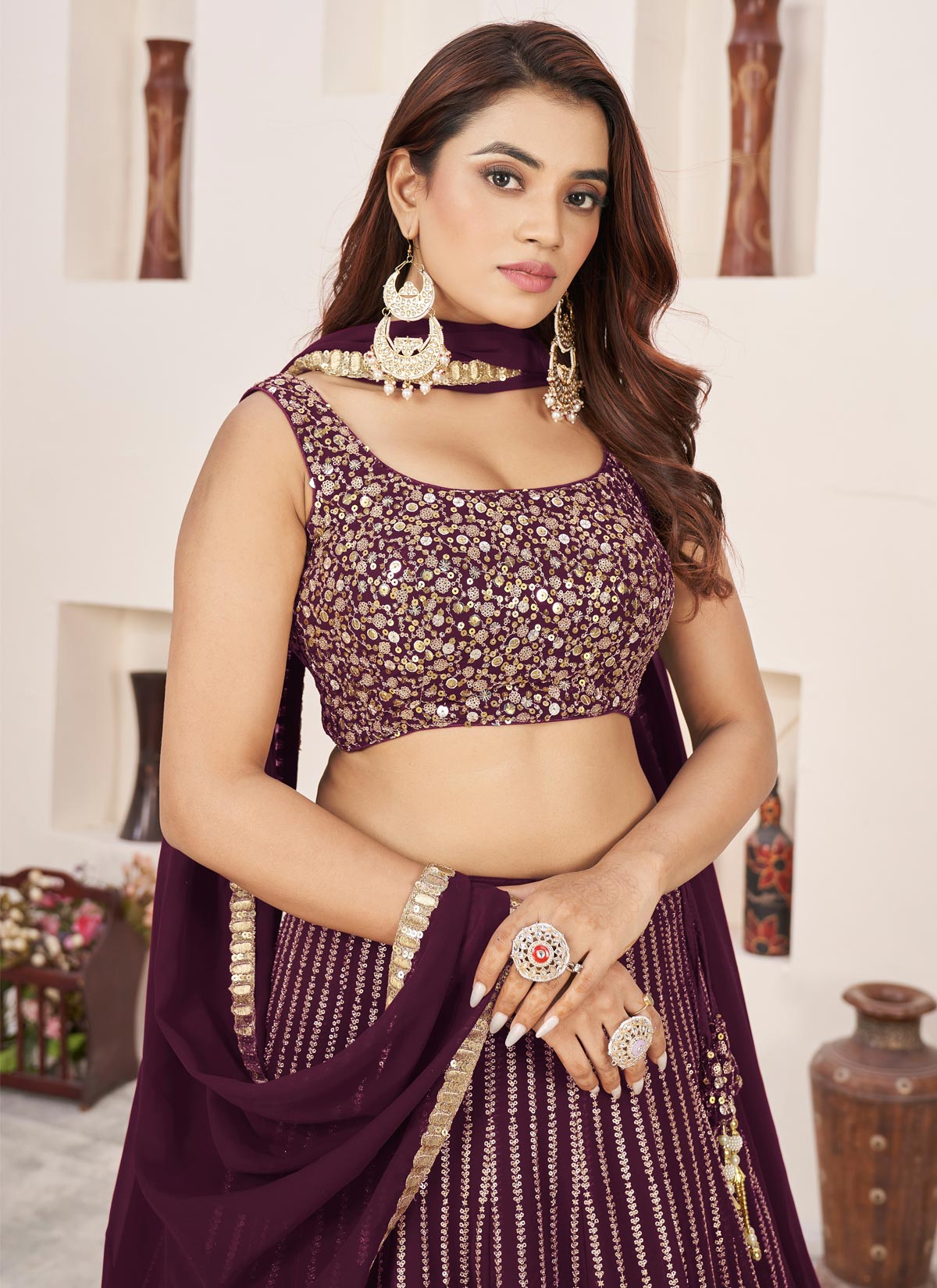 Georgette Trendy Lehenga Choli With Embroidered Work For Women