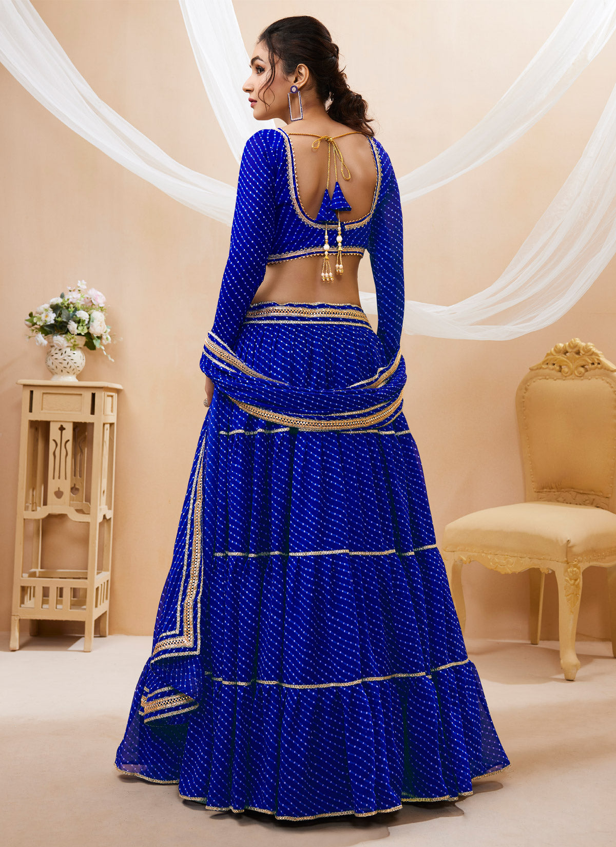 Zari Work Georgette Trendy Lehenga Choli In Blue For Party