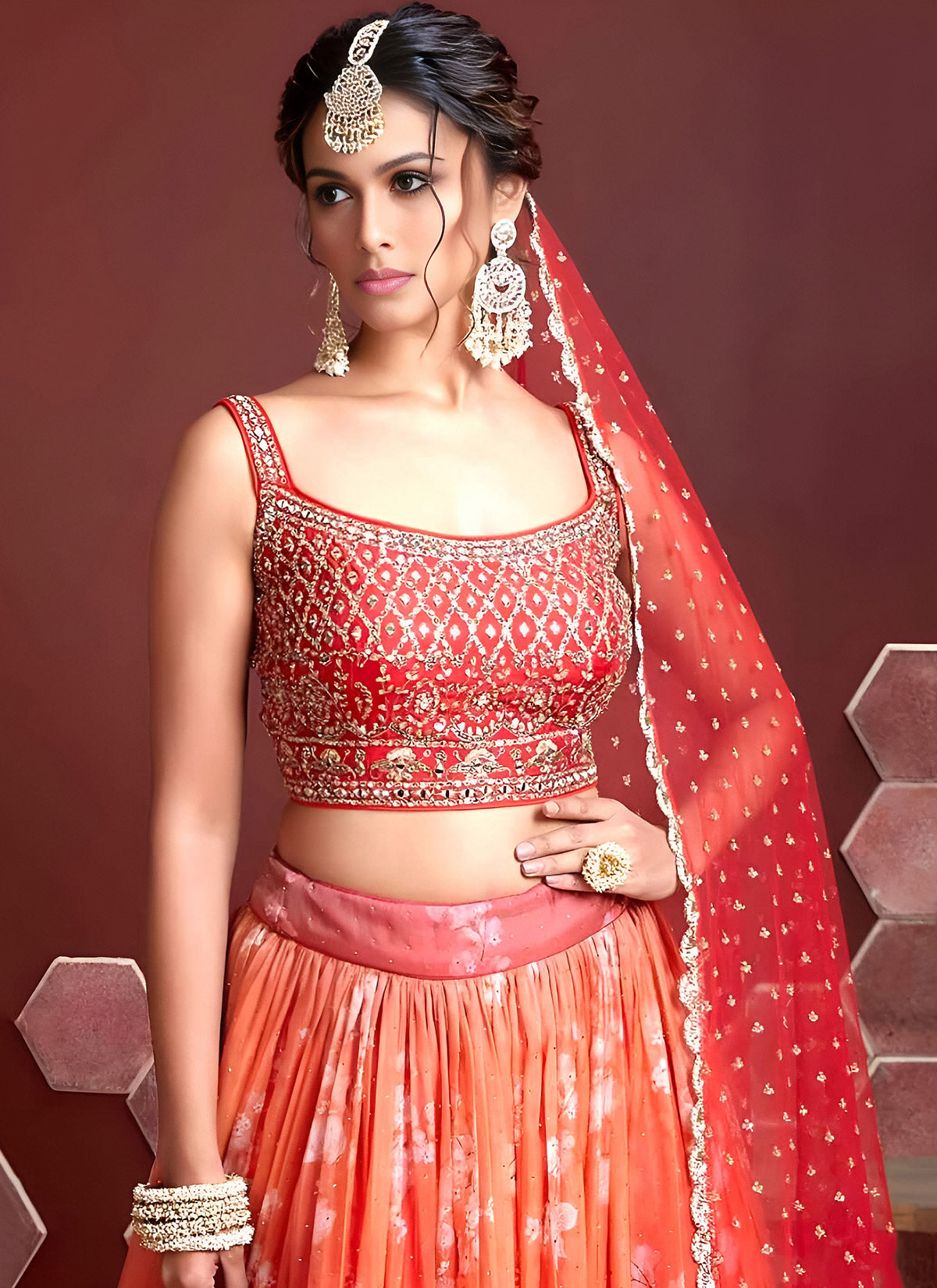 Organza Silk Trendy Lehenga Choli With Embroidered Work In Multi Color