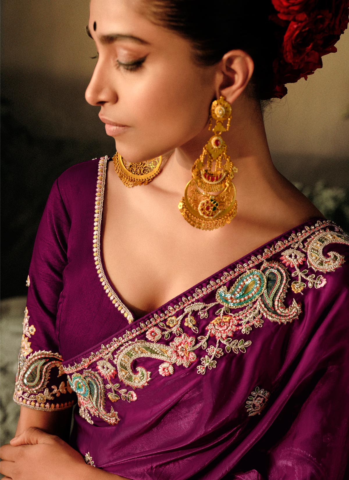 Embroidered Work Trendy Saree For Wedding In Purple