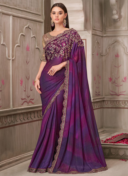 Shimmer Silk Classic Saree With Sequins Work For Women