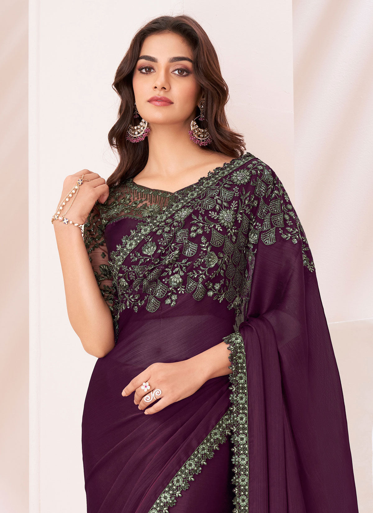 Chiffon Silk Trendy Saree With Sequins Work For Ceremonial