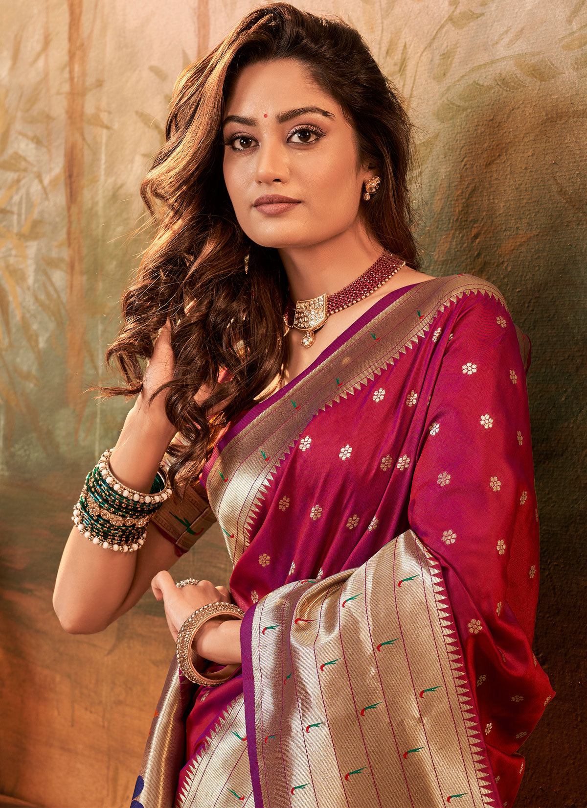 Paithani Silk Traditional Saree With Woven Work For Ceremonial