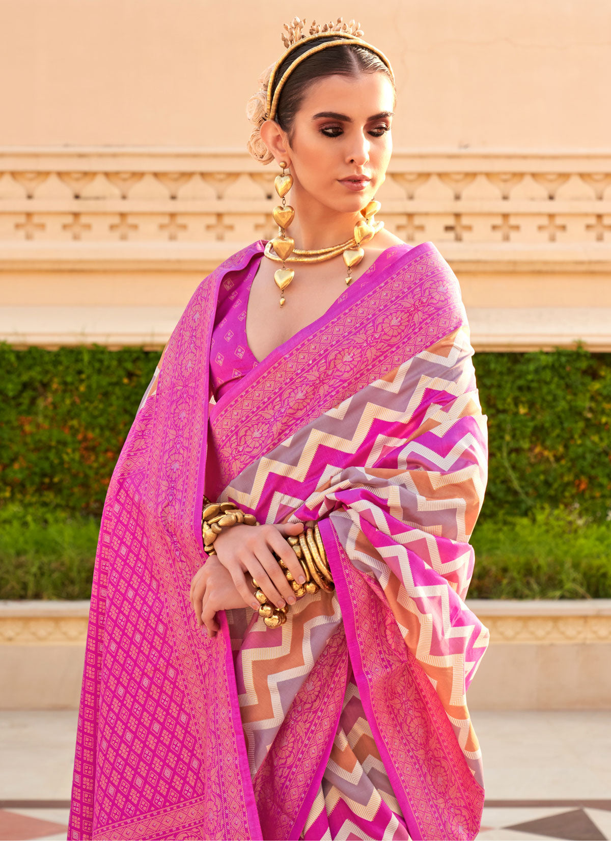 Print Work Viscose Silk Traditional Saree In Multi Color For Women