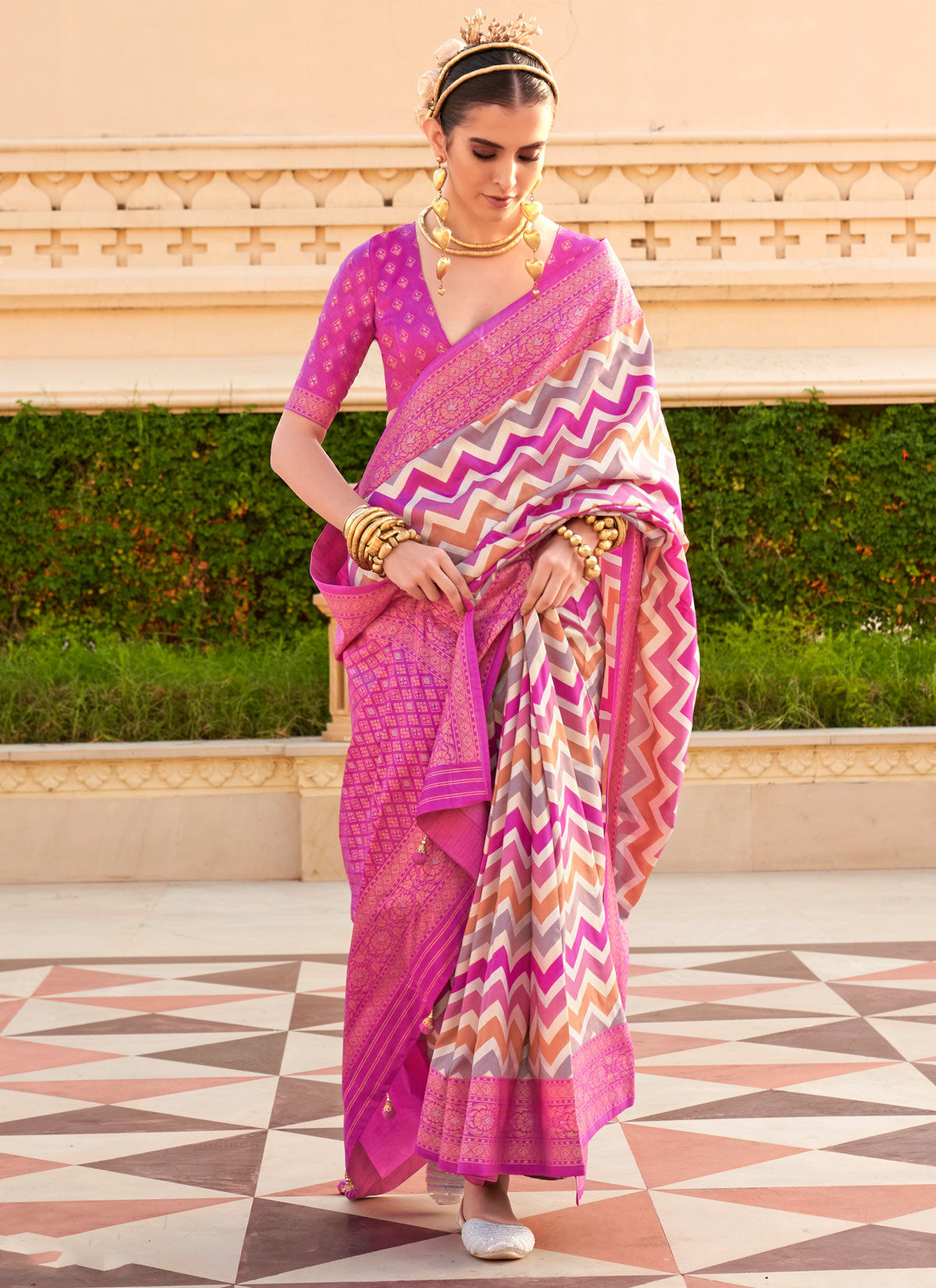 Print Work Viscose Silk Traditional Saree In Multi Color For Women