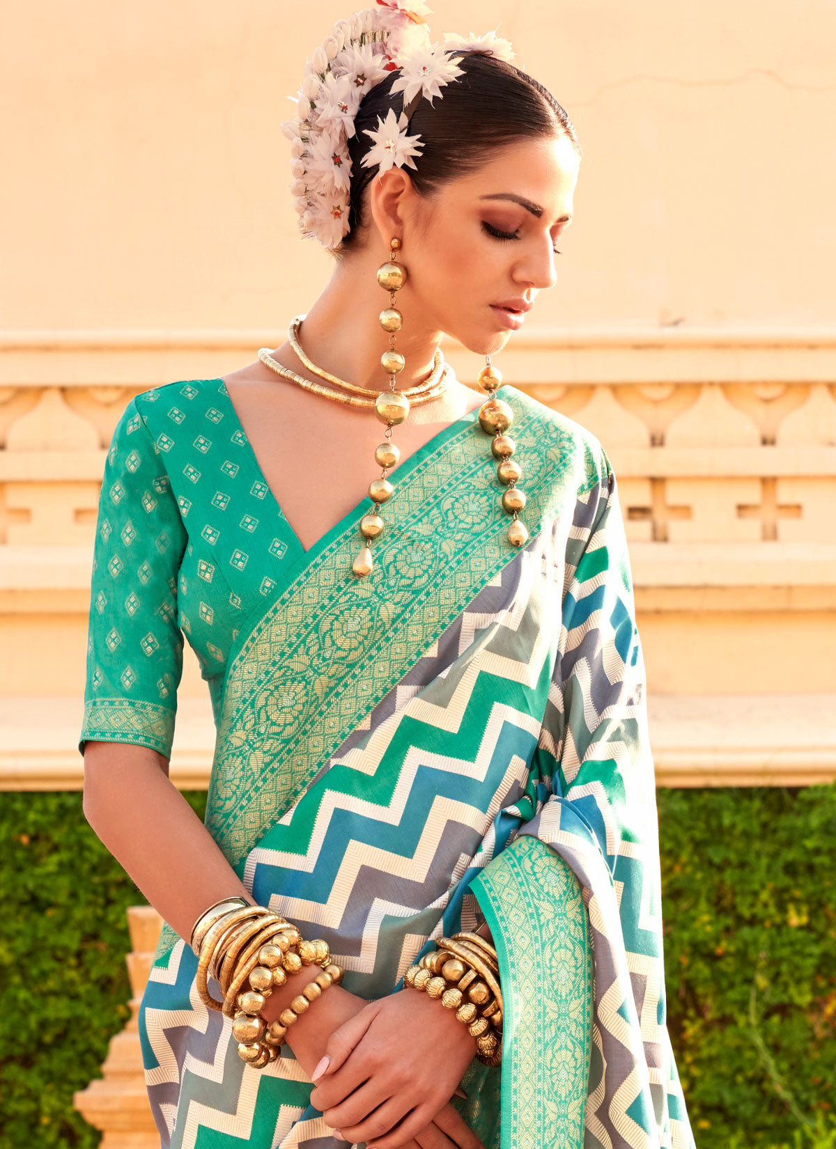 Viscose Silk Traditional Saree With Woven Work In Multi Color