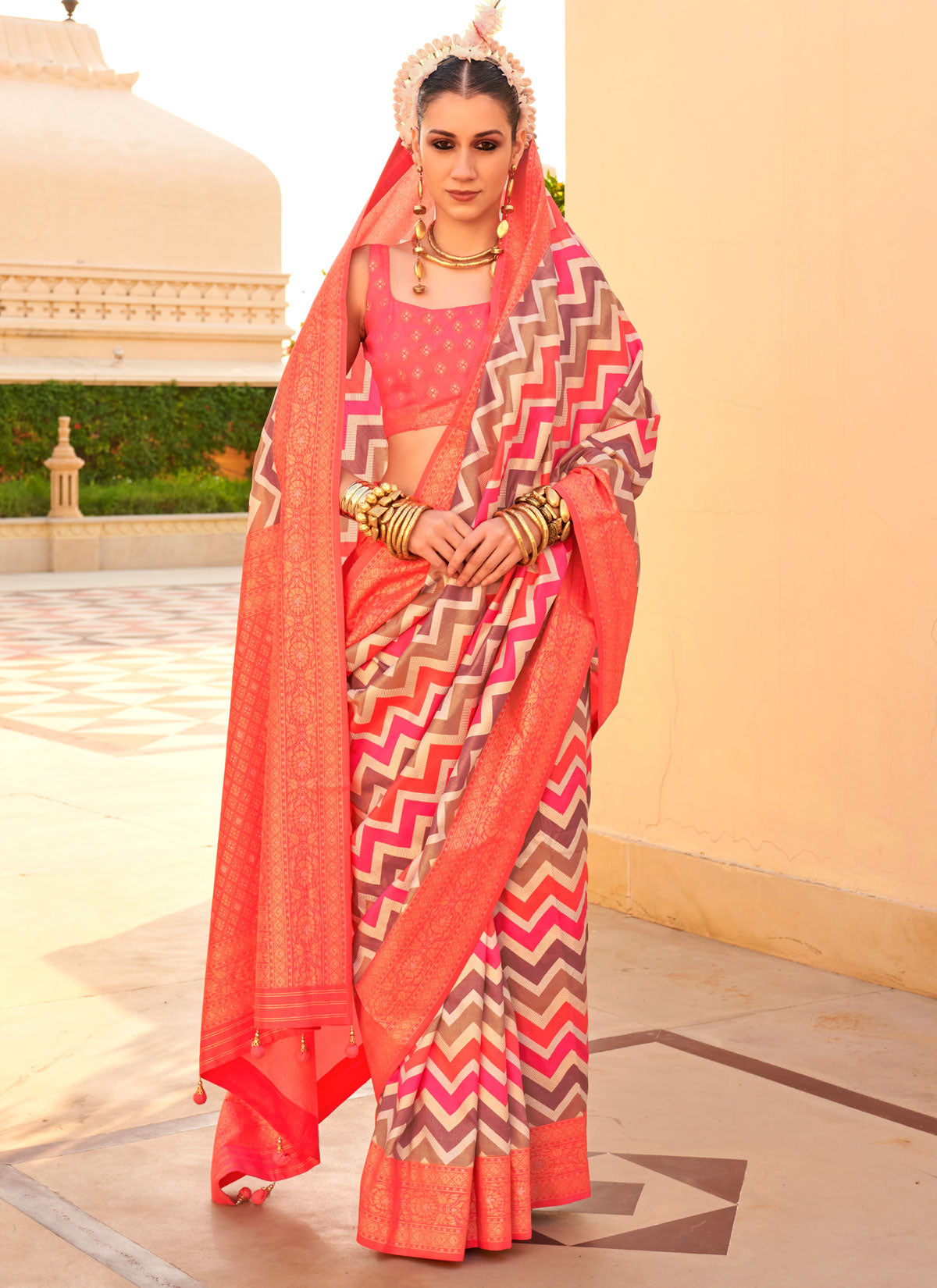 Multi Color Viscose Silk Woven Work Classic Saree For Women