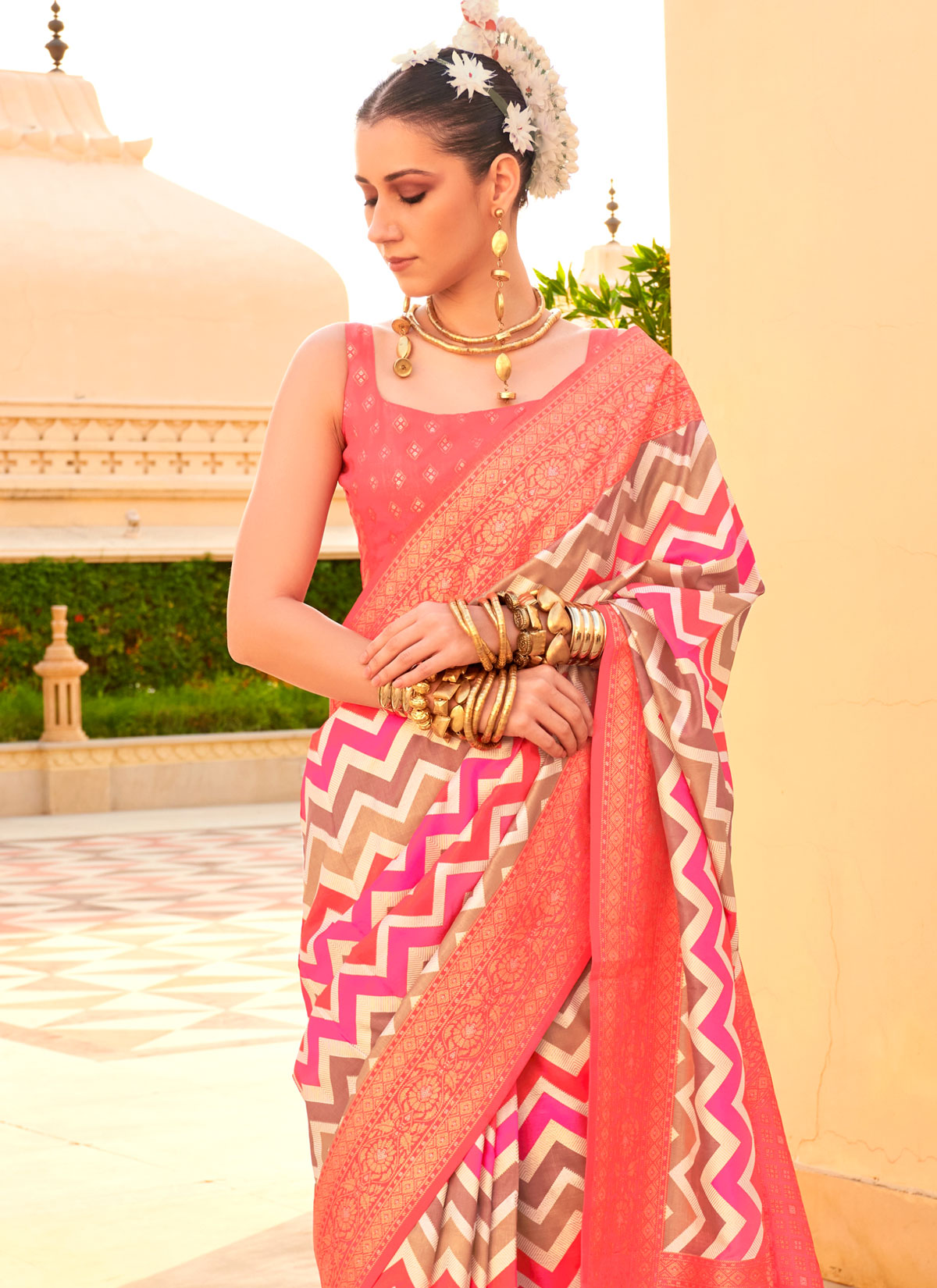 Multi Color Viscose Silk Woven Work Classic Saree For Women