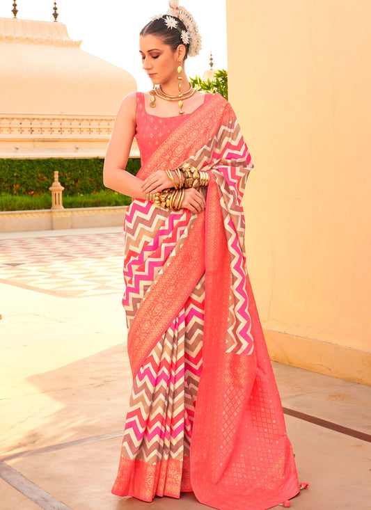 Multi Color Viscose Silk Woven Work Classic Saree For Women