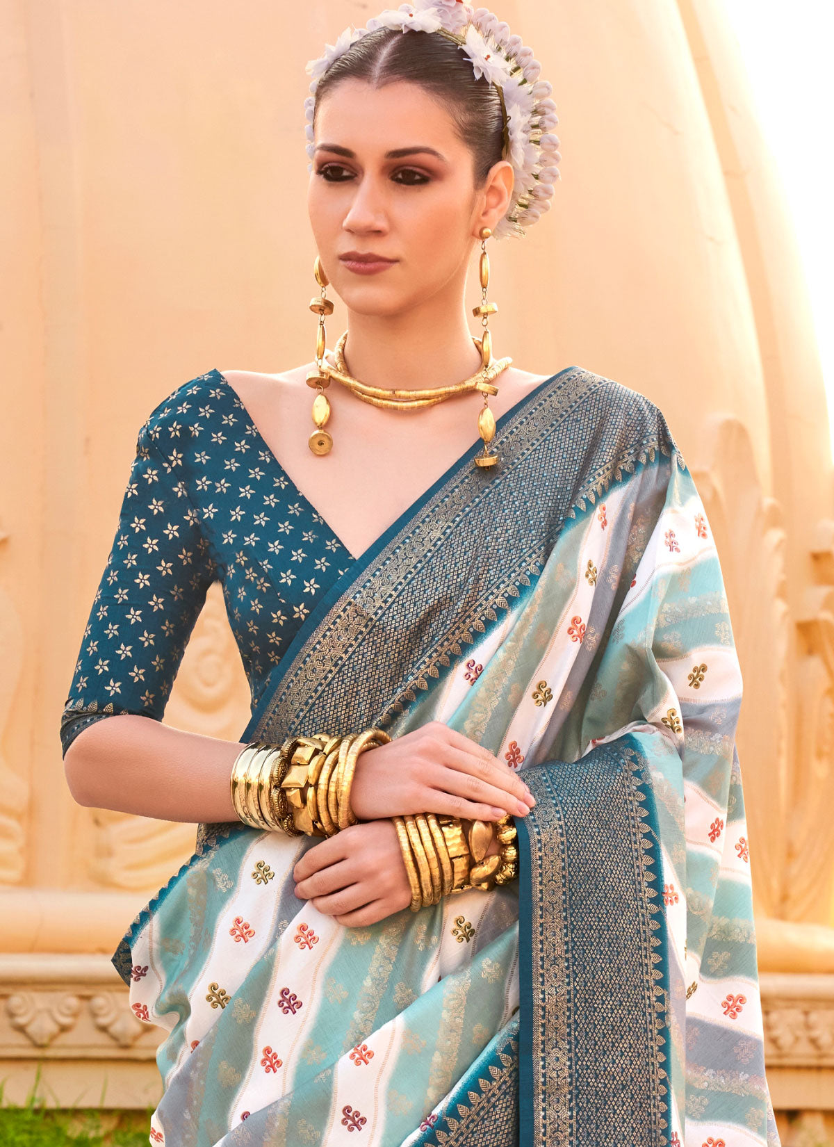 Viscose Silk Classic Saree With Woven Work For Party In Multi Color