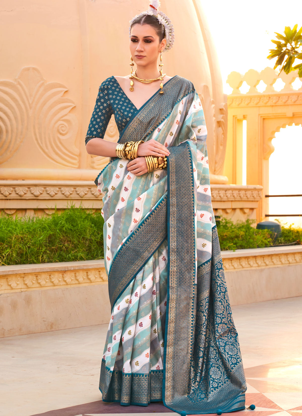 Viscose Silk Classic Saree With Woven Work For Party In Multi Color