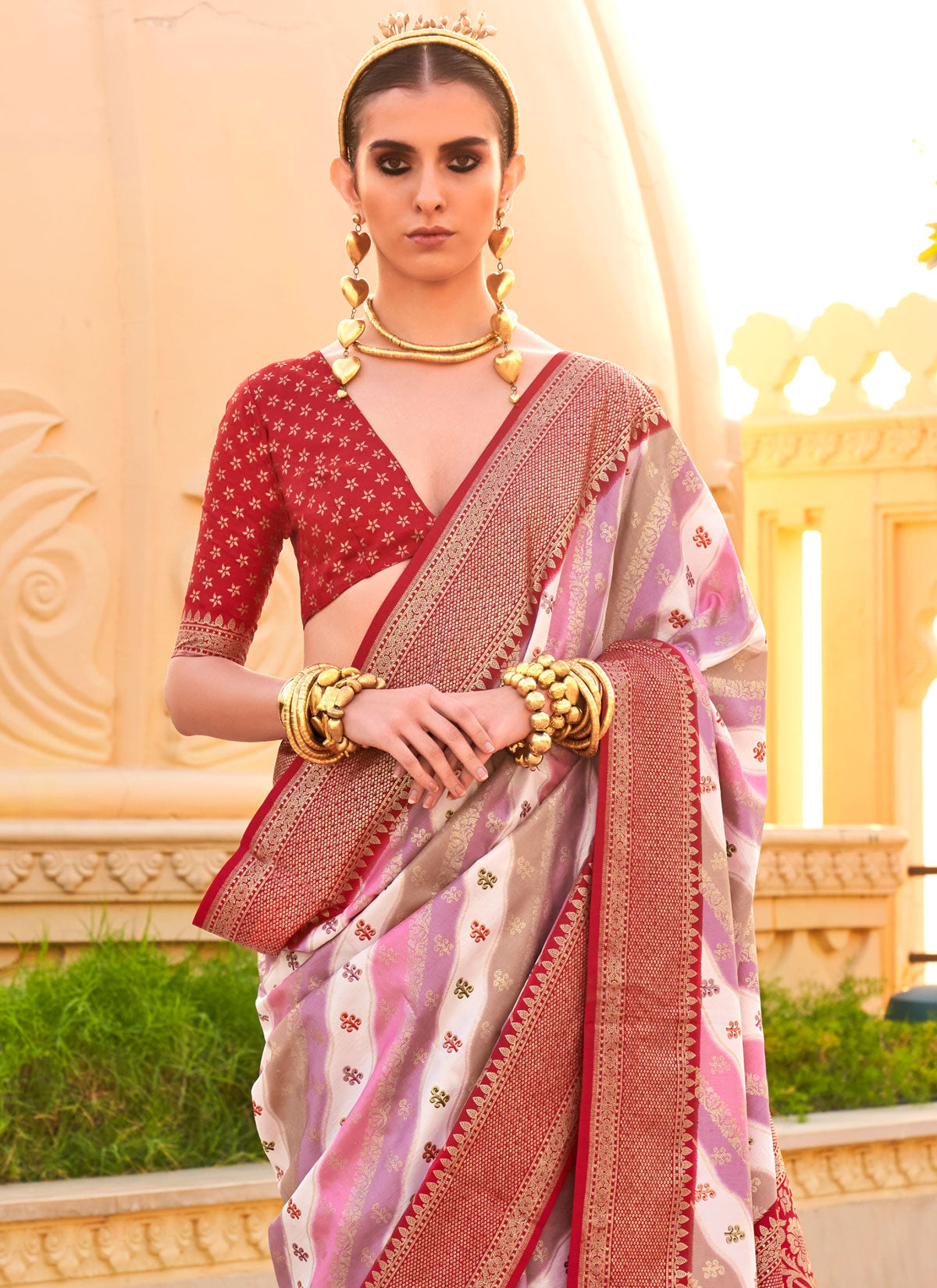 Viscose Silk Classic Saree With Woven Work For Women