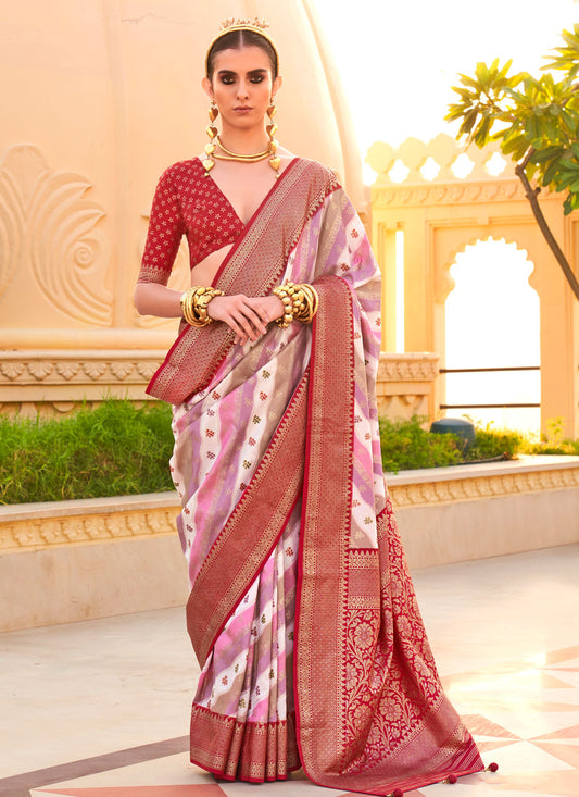 Viscose Silk Classic Saree With Woven Work For Women