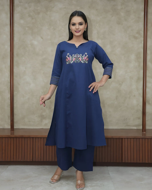 Women Floral Printed Regular Pure Cotton Kurta with Trousers