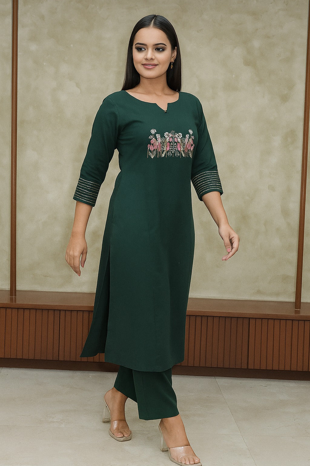 Women Floral Printed Regular Pure Cotton Kurta with Trousers