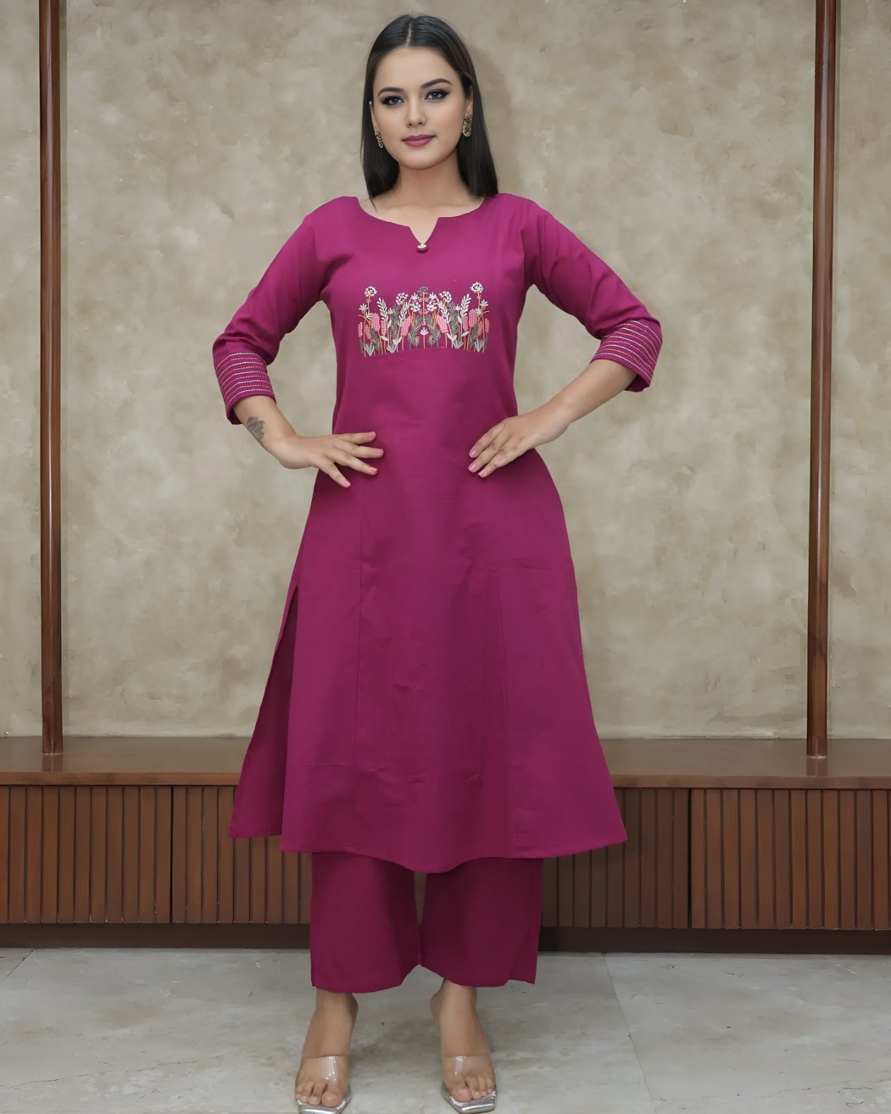 Women Floral Printed Regular Pure Cotton Kurta with Trousers