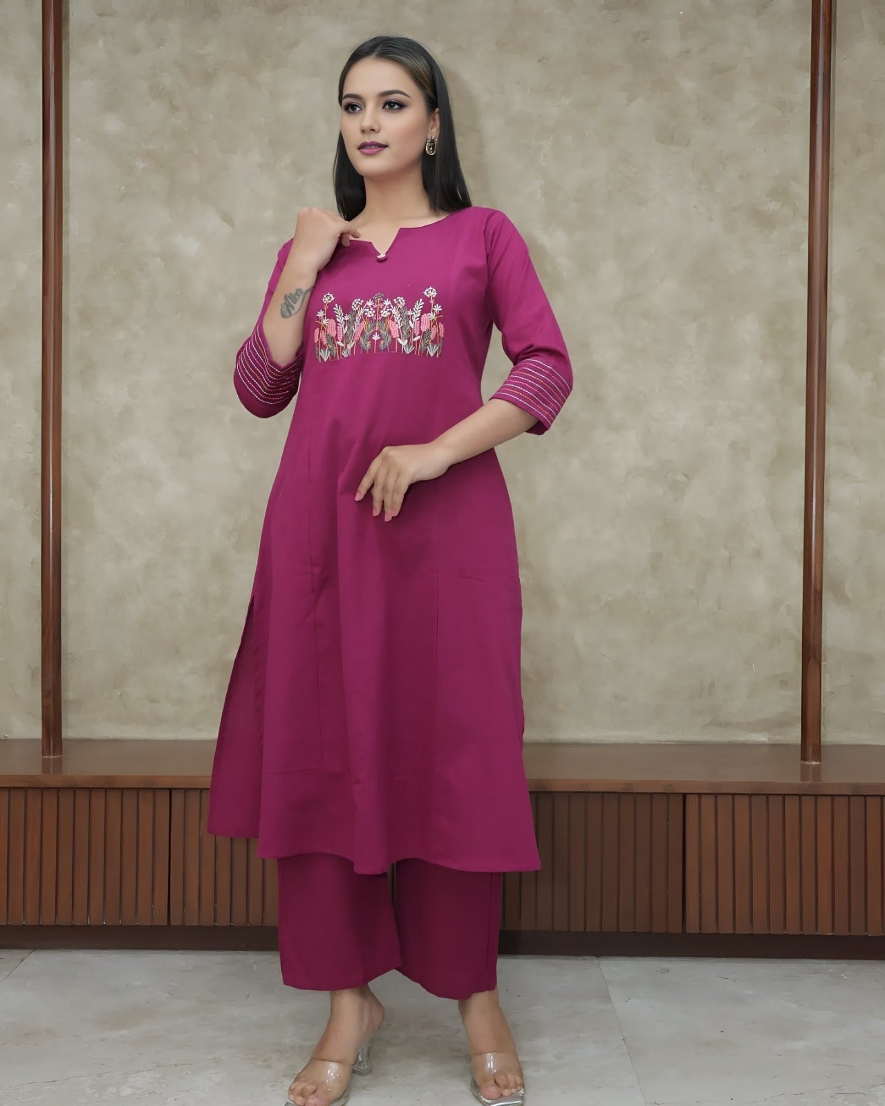 Women Floral Printed Regular Pure Cotton Kurta with Trousers