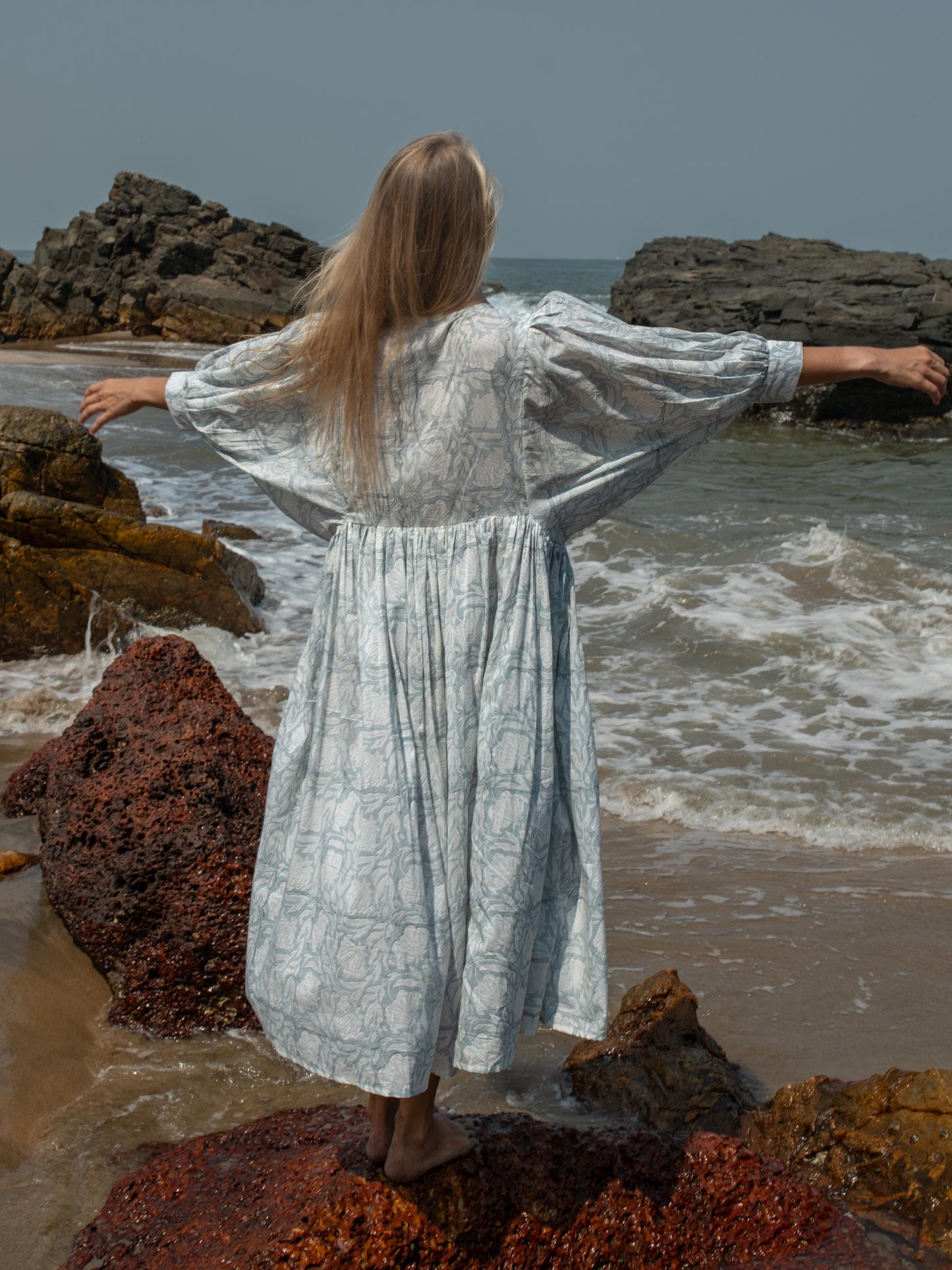 Floral Hand Block Print Kyra Maxi Dress | Bohemian Cotton Dress | Summer Dresses for Women | String Closer Custom Boho Dress Gift For Mom