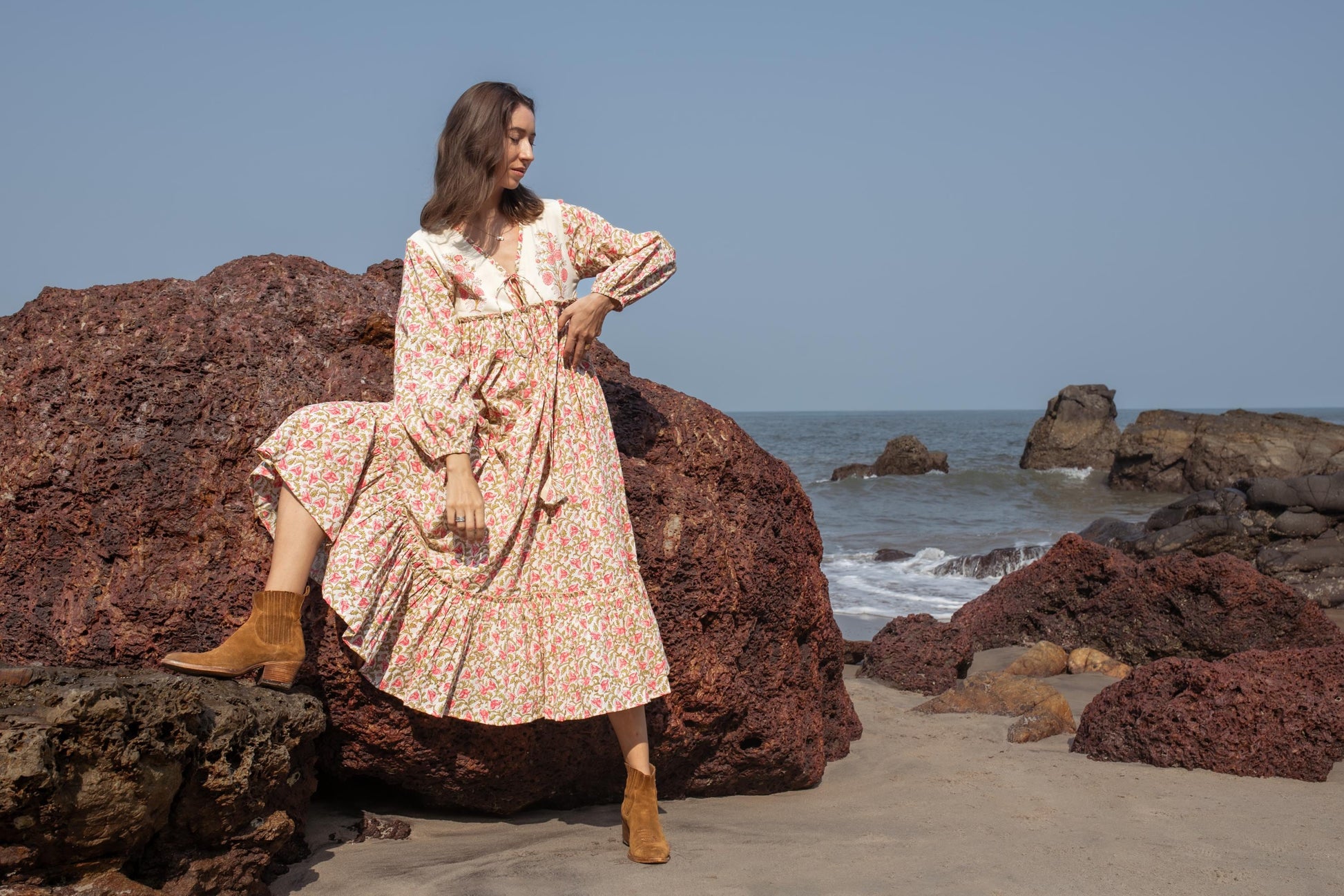 Floral Hand Block Print Maxi Dress | Boho Cotton Dress | Summer Dresses for Women | Indian Long Maxi Dress, Floral Print Cotton Custom Dress