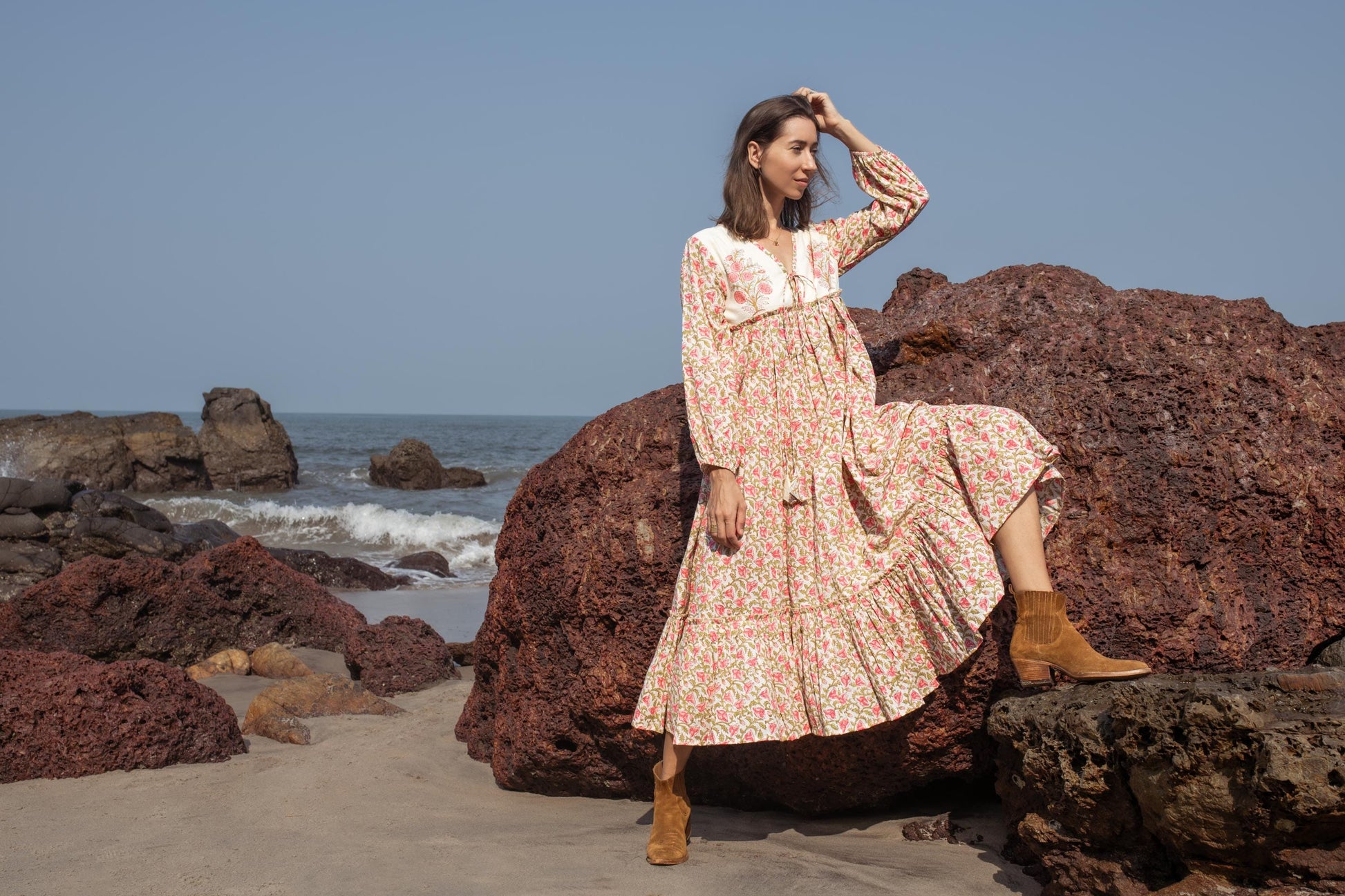 Floral Hand Block Print Maxi Dress | Boho Cotton Dress | Summer Dresses for Women | Indian Long Maxi Dress, Floral Print Cotton Custom Dress