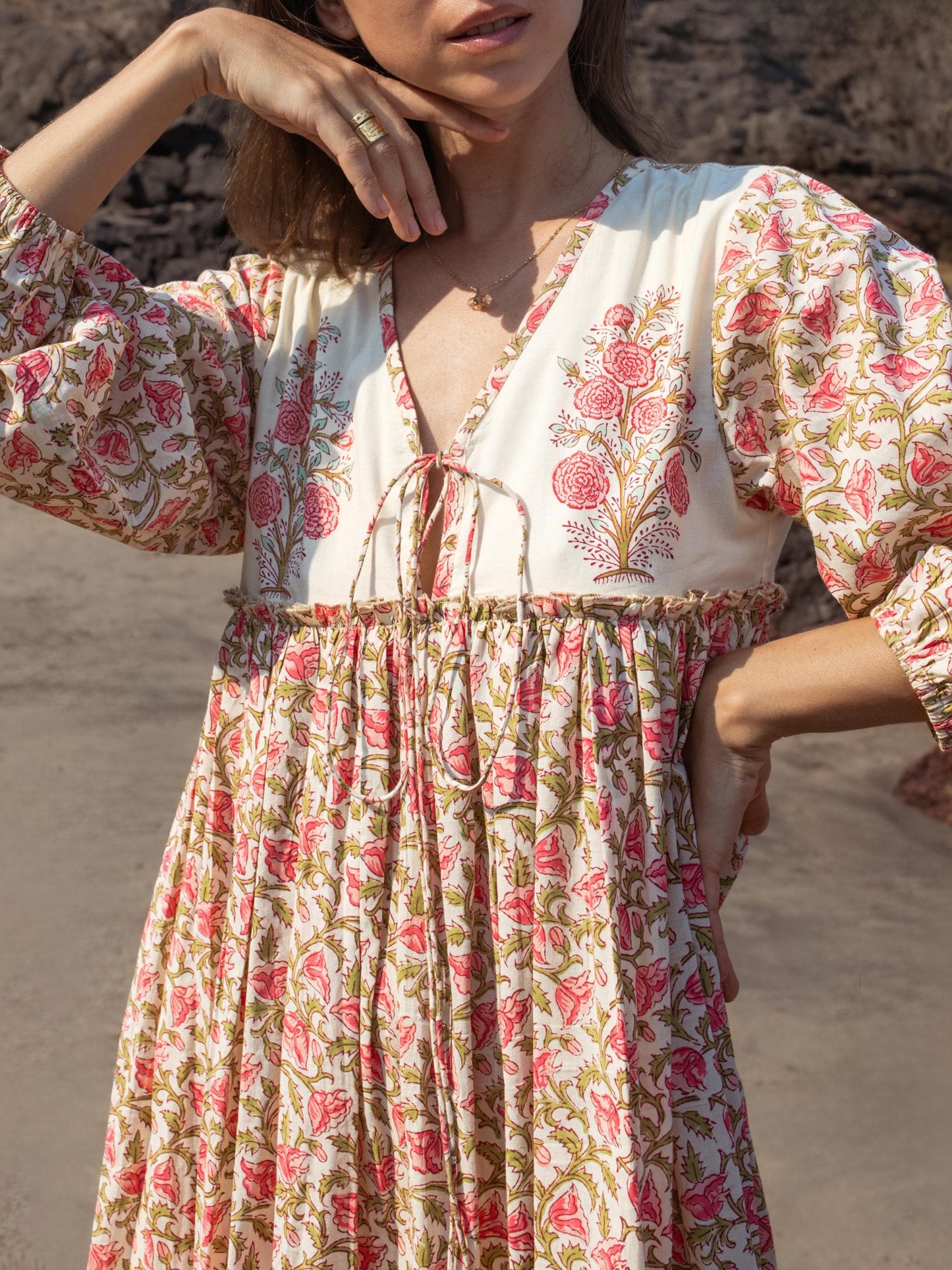 Floral Hand Block Print Maxi Dress | Boho Cotton Dress | Summer Dresses for Women | Indian Long Maxi Dress, Floral Print Cotton Custom Dress