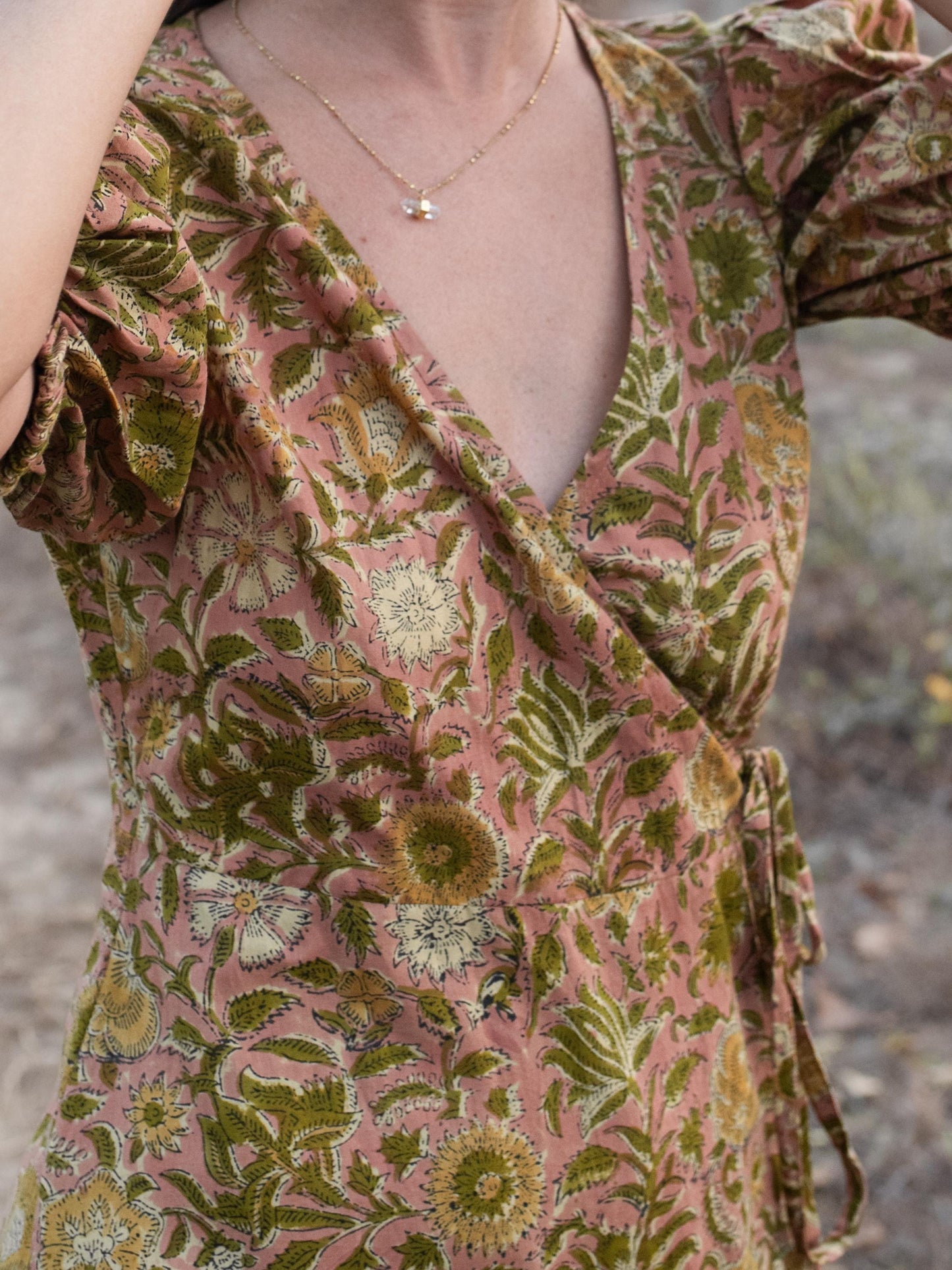 Block Print Maxi Warp Dress, Indian Cotton Long Dress, Tiered Midi Custom Comfy Dress, Boho Puff Sleeve Dress, Honeymoon Beach Wedding Dress