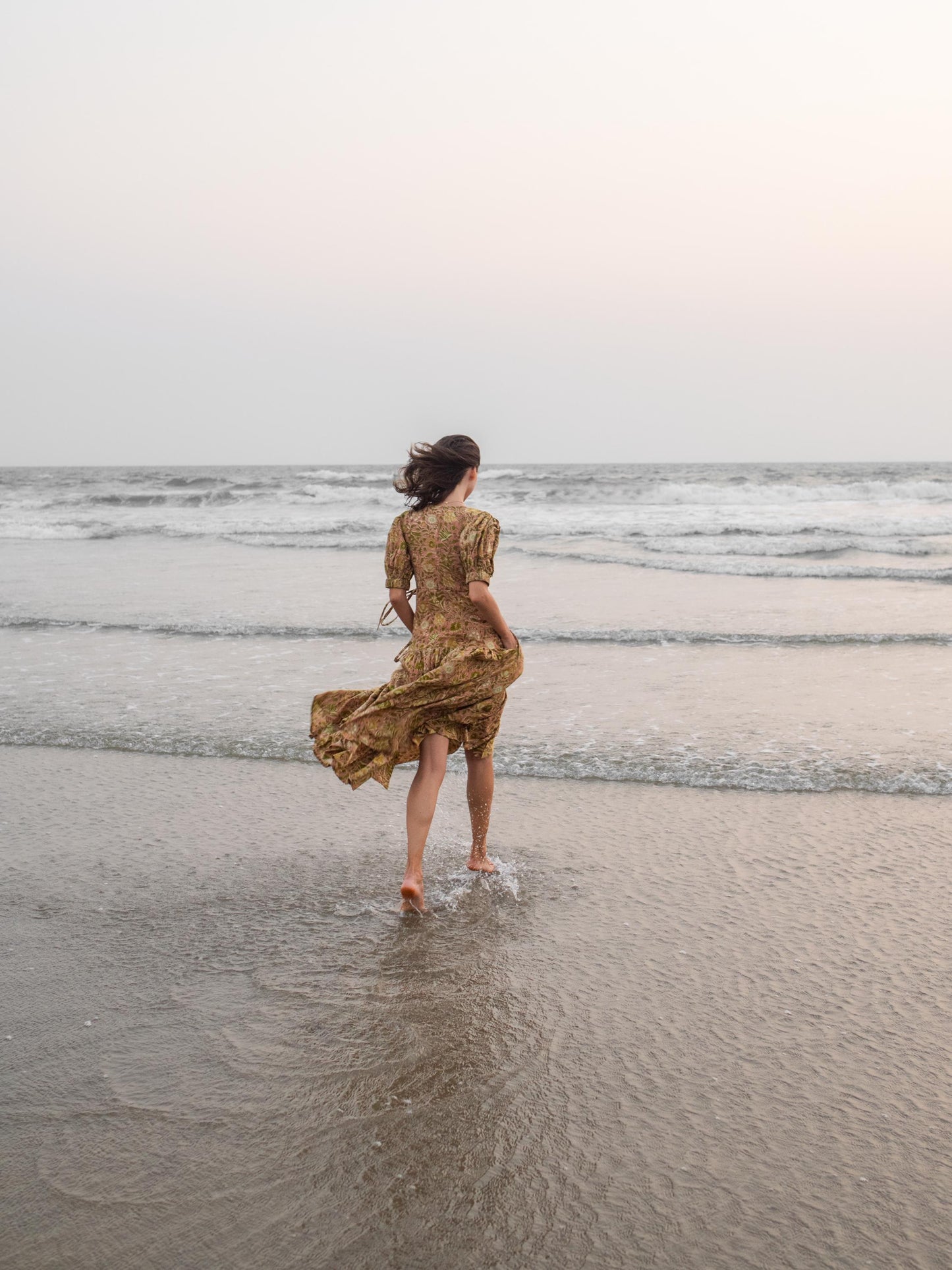 Block Print Maxi Warp Dress, Indian Cotton Long Dress, Tiered Midi Custom Comfy Dress, Boho Puff Sleeve Dress, Honeymoon Beach Wedding Dress