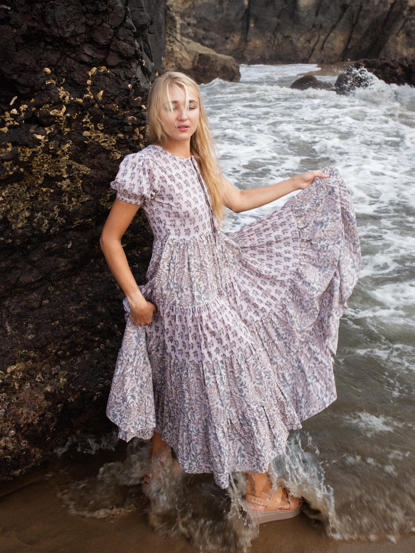 Block print dress, Casual dress, Cotton Summer Dress, Floral Boho Beach Wedding Dress, Vacation Bohemian Long Maxi Pregnancy Button Dress