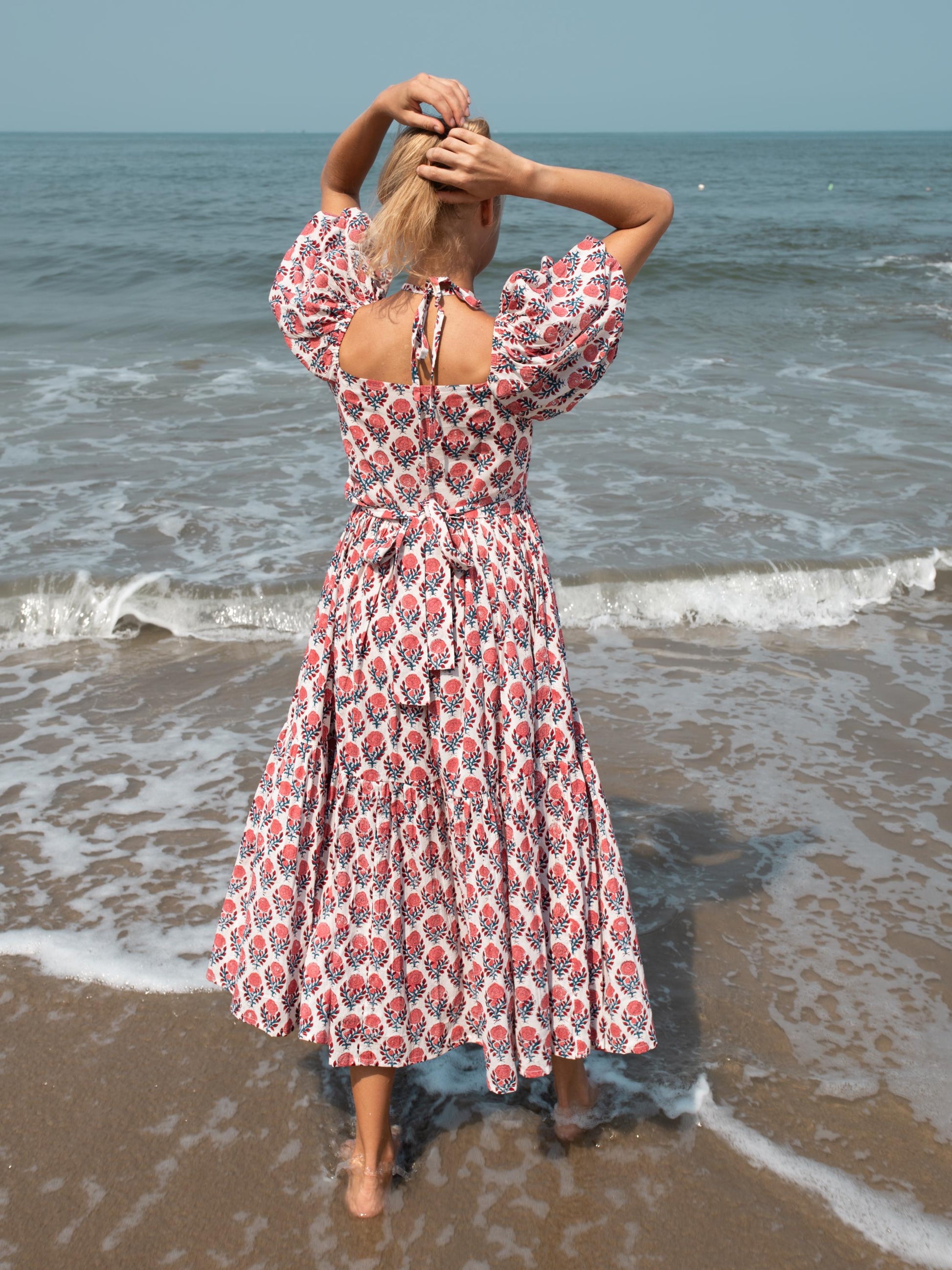 Floral Hand Block Print Halter Maxi Dress | Bohemian Cotton Dress | Summer Dresses for Women | Indian Maxi Beach Custom Dress Gift For Mum