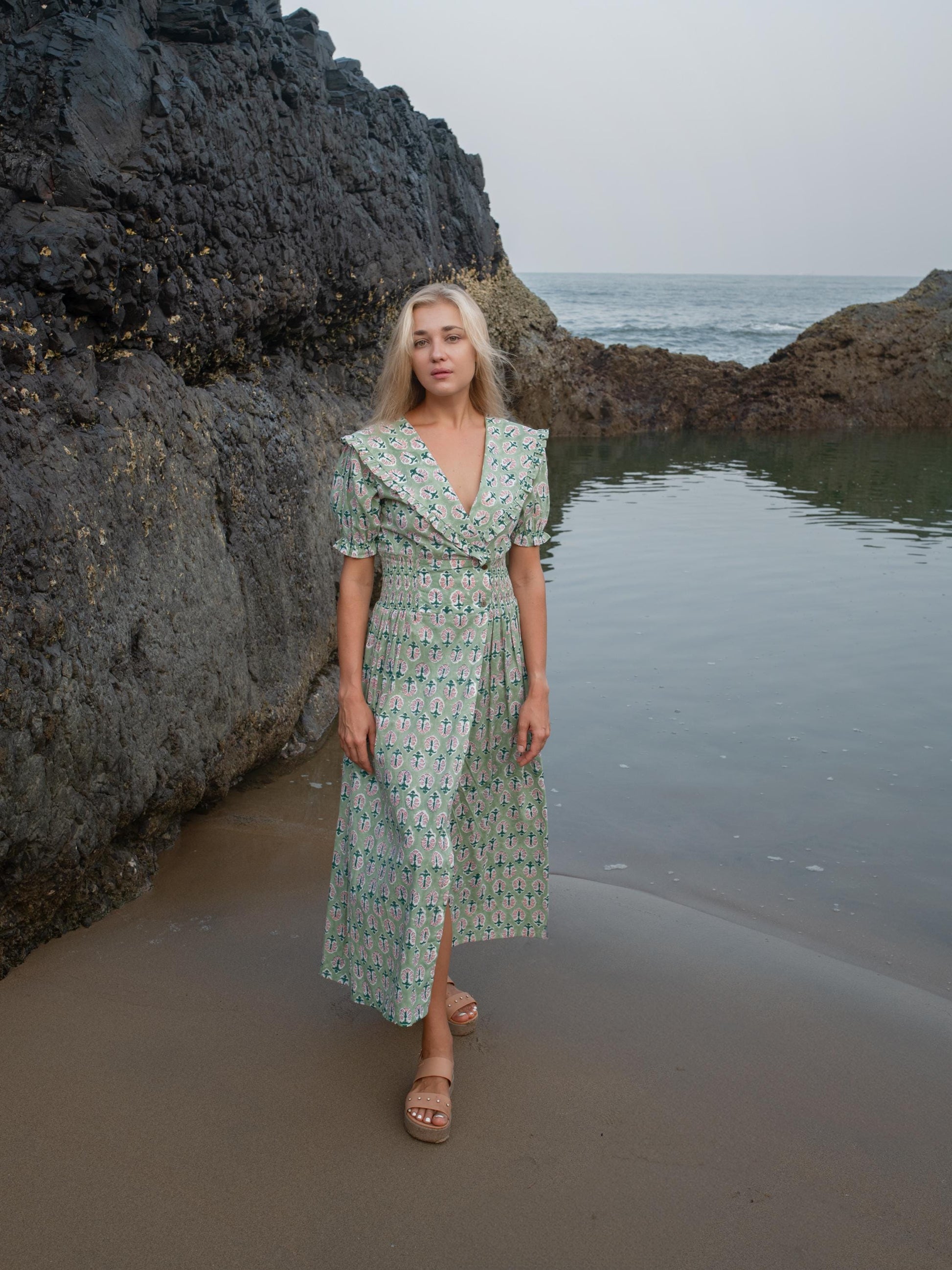 Cotton Long Maxi Warp Dress, Indian Block Print Dress, Bridesmaid Cotton Custom Comfy Dress, Boho Puff Sleeve Dress, Honeymoon Wedding Dress