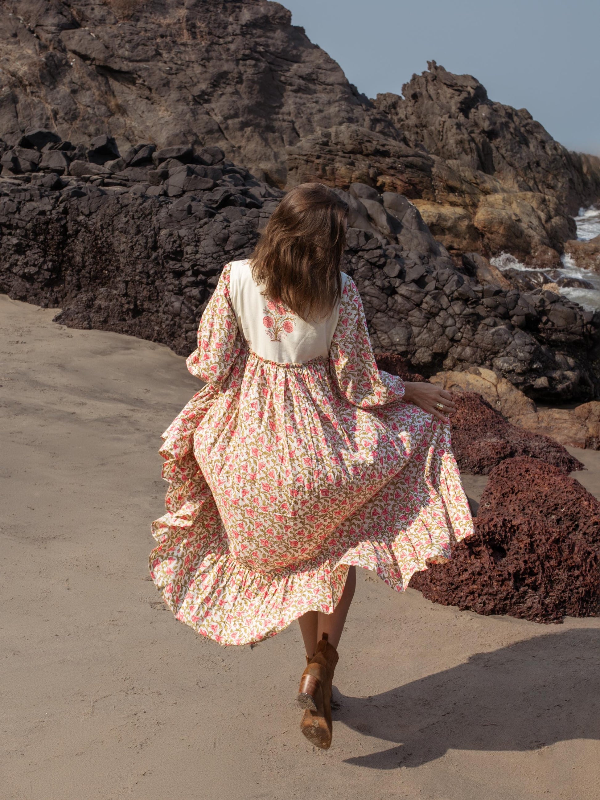 Floral Hand Block Print Maxi Dress | Boho Cotton Dress | Summer Dresses for Women | Indian Long Maxi Dress, Floral Print Cotton Custom Dress