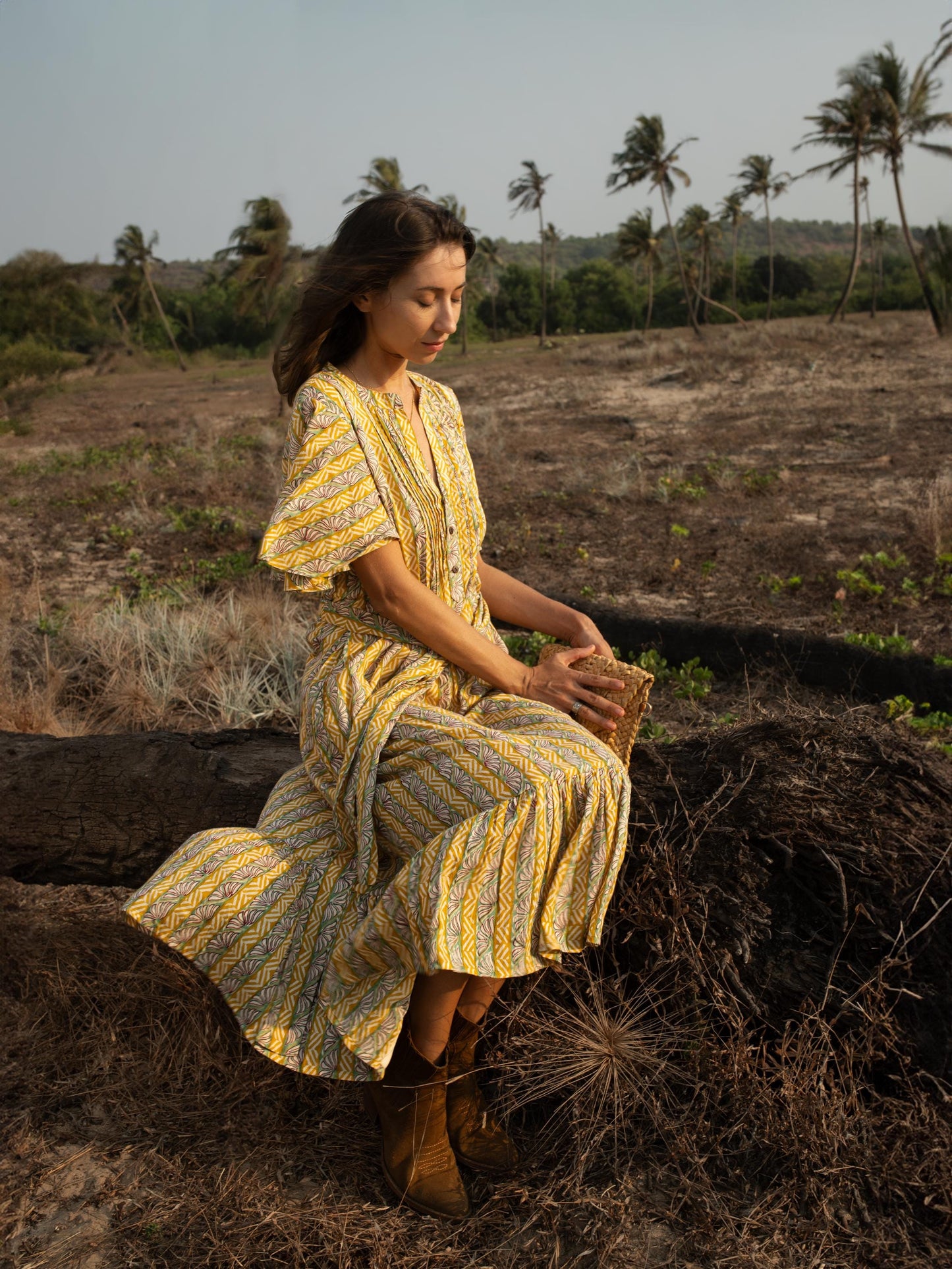 Hand Block Print Dress, Floral Maxi Dress, Summer Butter Yellow Dress, Indian Cotton Custom Dress, Bohemian Gypsy Dress, Beach Wedding Dress
