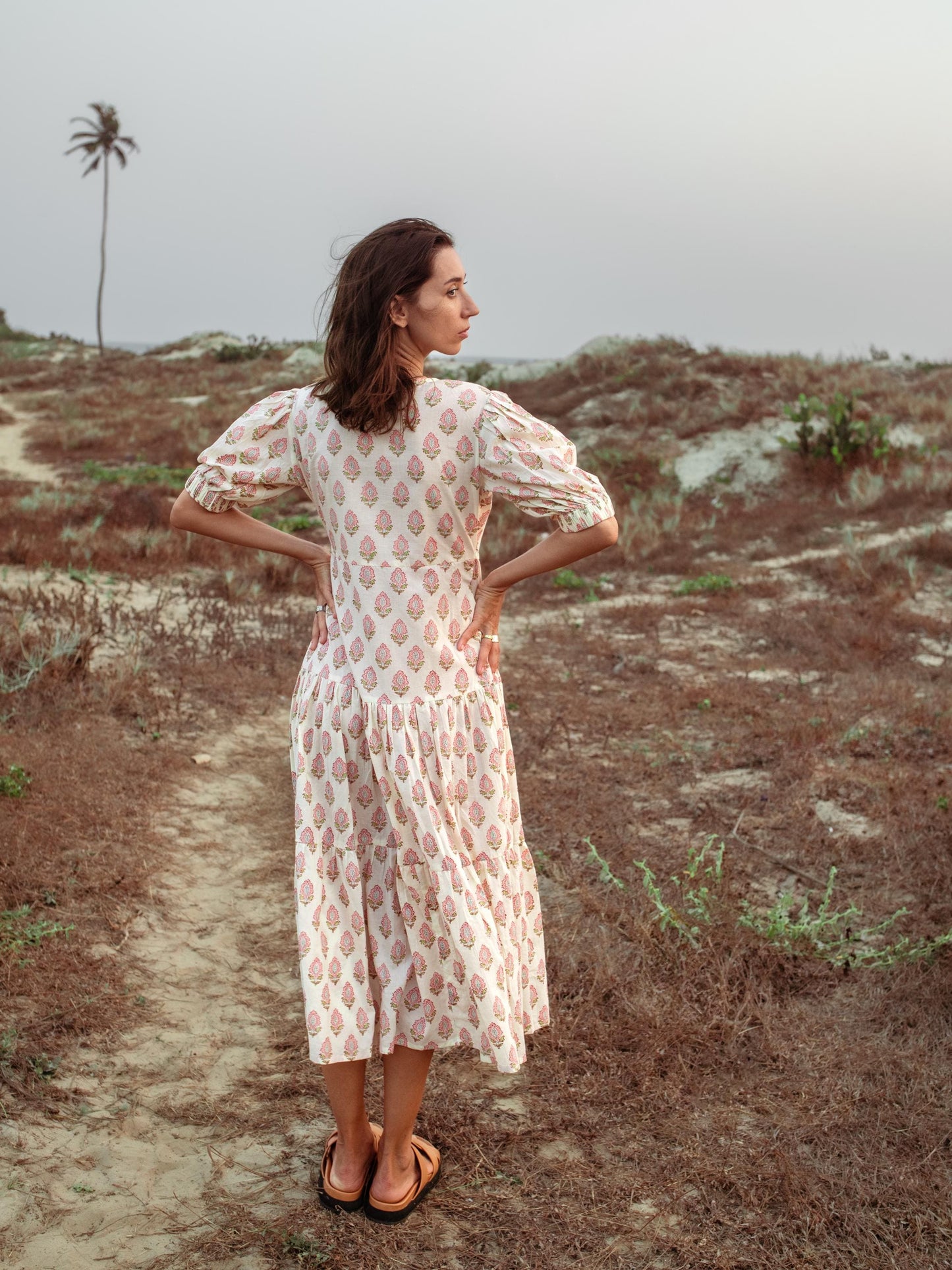 Cotton Long Maxi Warp Dress, Indian Block Print Dress, Tiered Cotton Custom Comfy Dress, Boho Puff Sleeve Dress, Honeymoon Wedding Dress