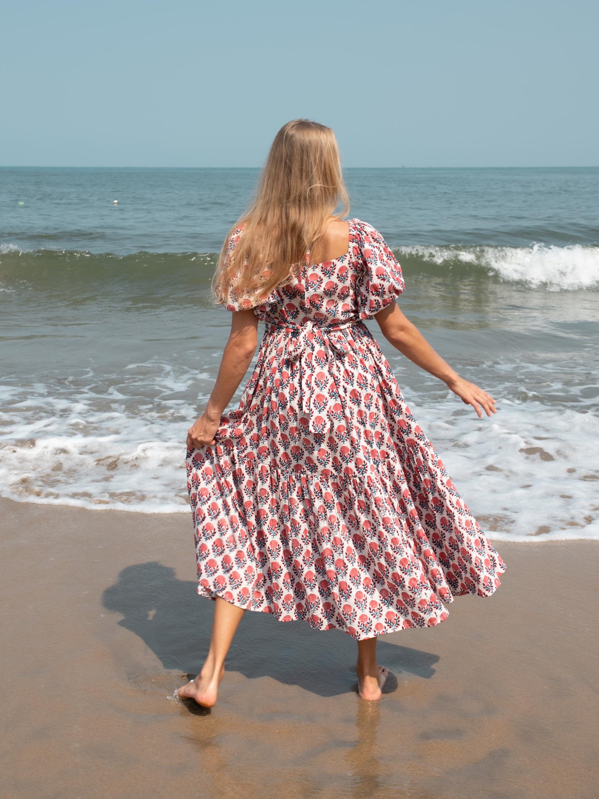 Floral Hand Block Print Halter Maxi Dress | Bohemian Cotton Dress | Summer Dresses for Women | Indian Maxi Beach Custom Dress Gift For Mum