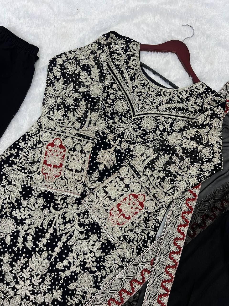 Presenting New Collection In Heavy Georgette Top-Plazzo And Dupatta Set Fully Stitched Ready To Wear